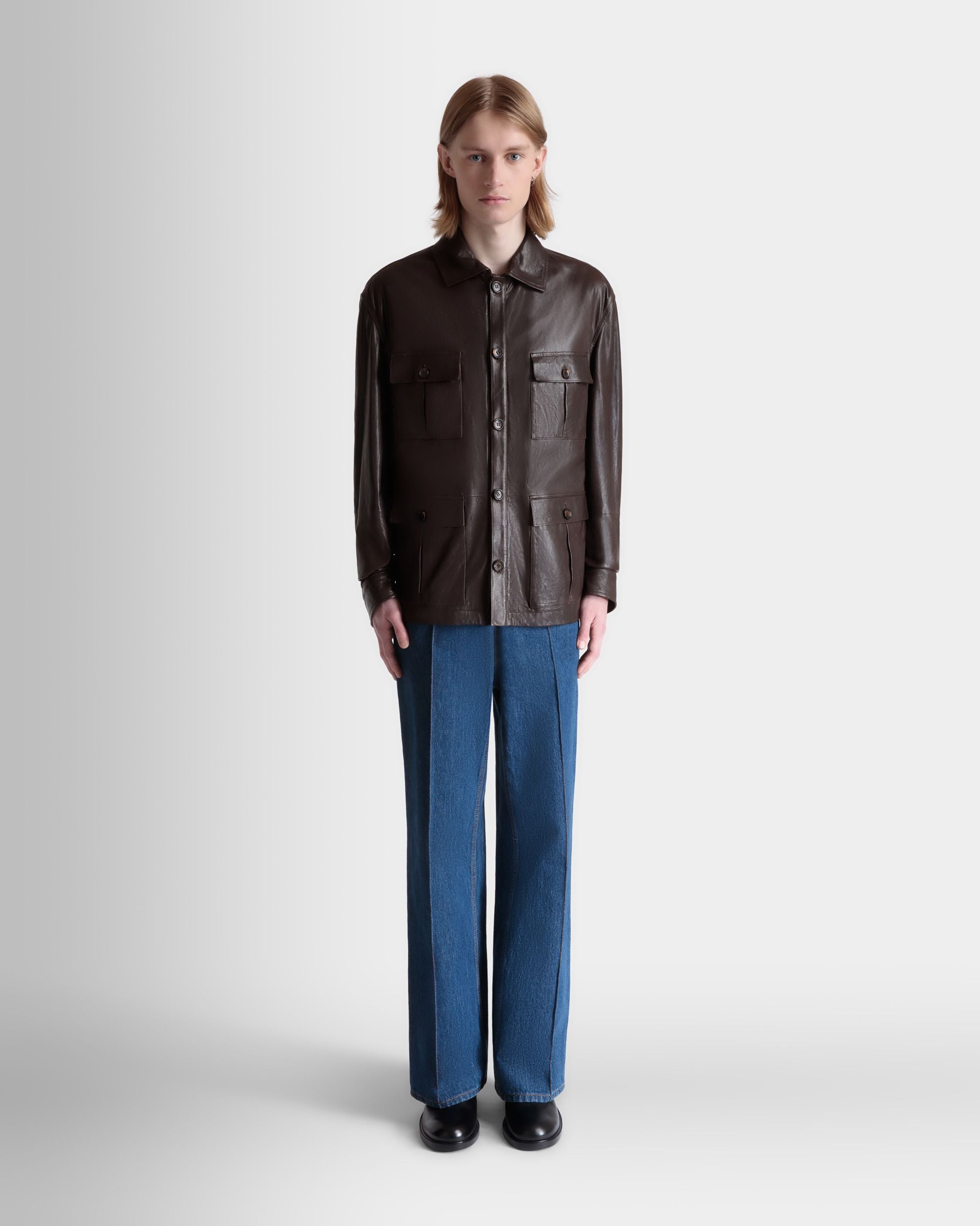 Sahara-Jacke Aus Leder In Ebenholzschwarz - Herren - Bally - 02