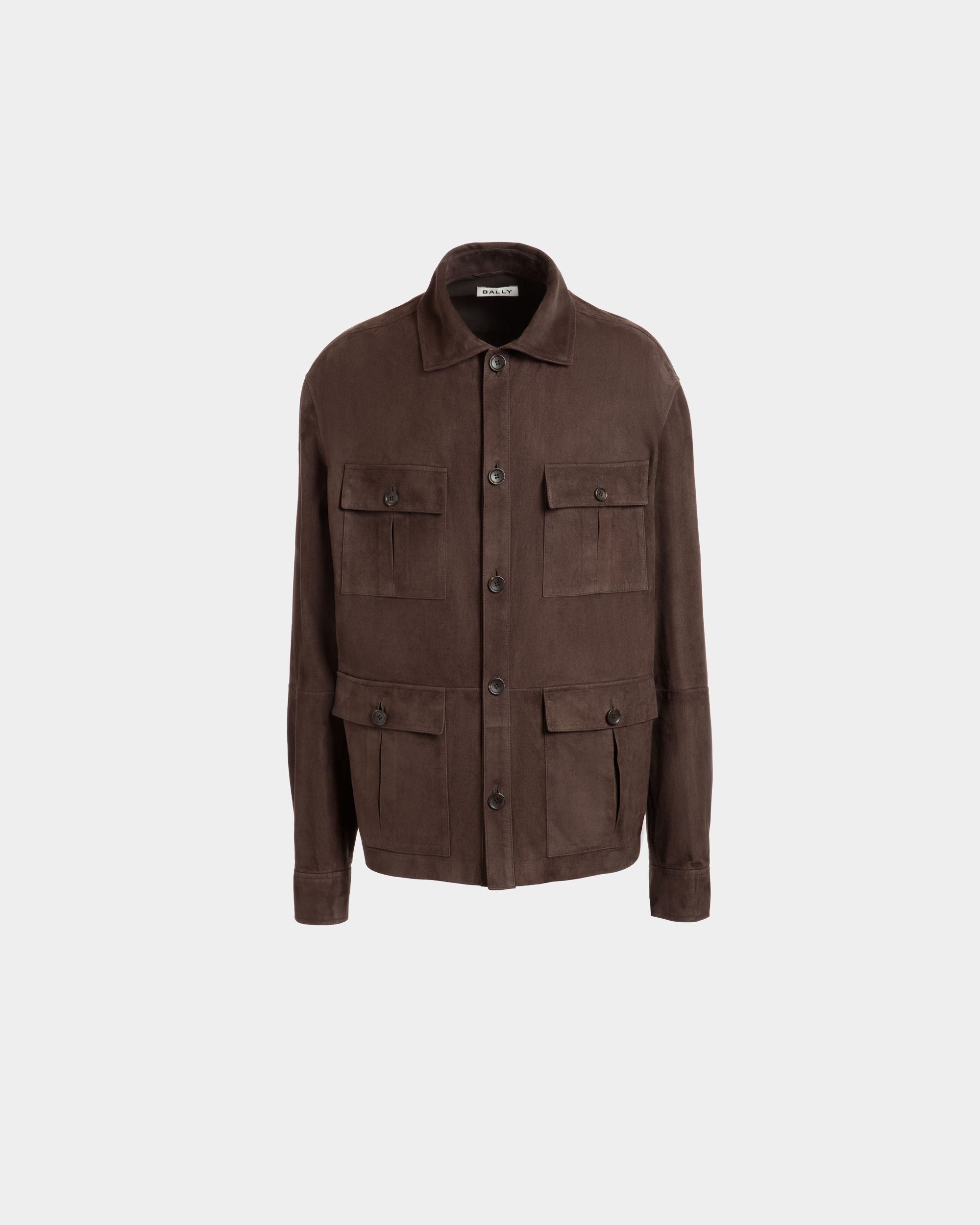 Safari-Jacke Aus Veloursleder In Ebenholz - Uomo - Bally - 01