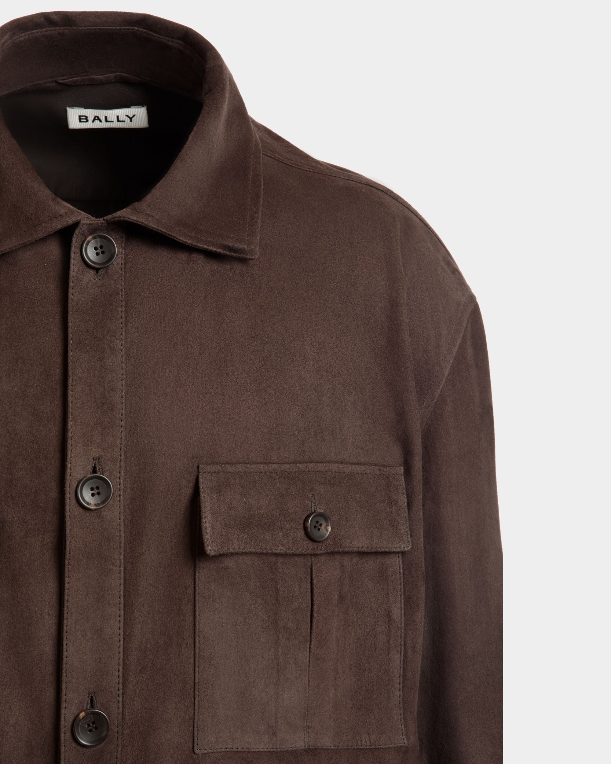 Safari-Jacke Aus Veloursleder In Ebenholz - Uomo - Bally - 04
