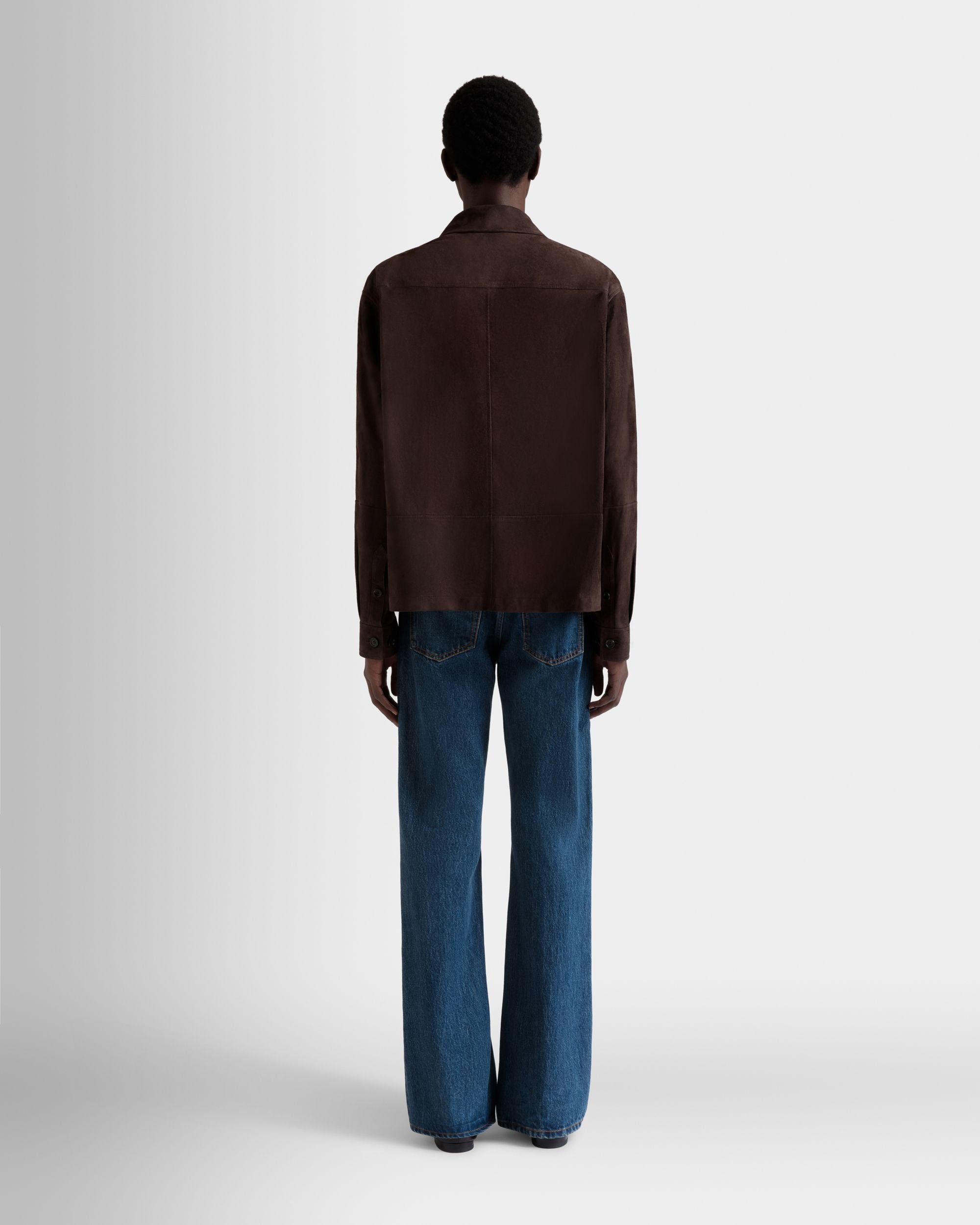 Safari-Jacke Aus Veloursleder In Ebenholz - Uomo - Bally - 06