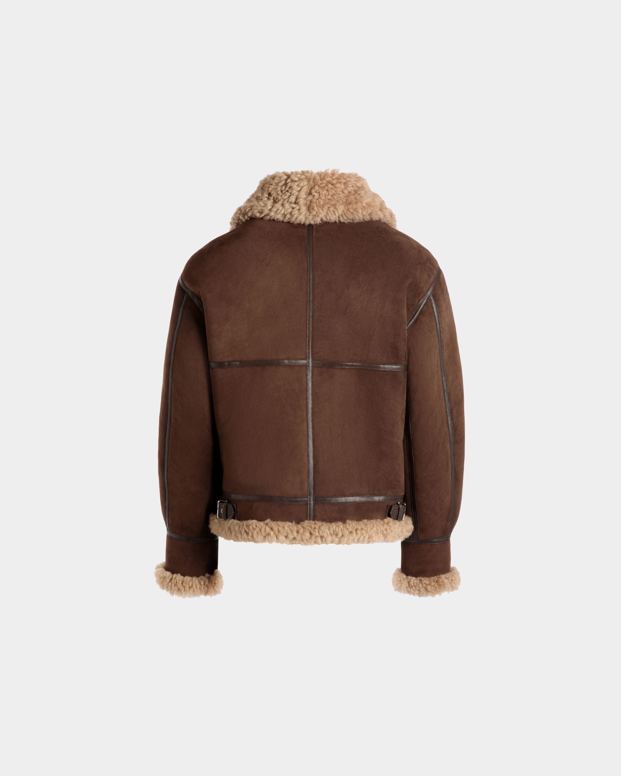 Aviator Jacket In Brown And Beige Shearling - Men's - Bally - 07