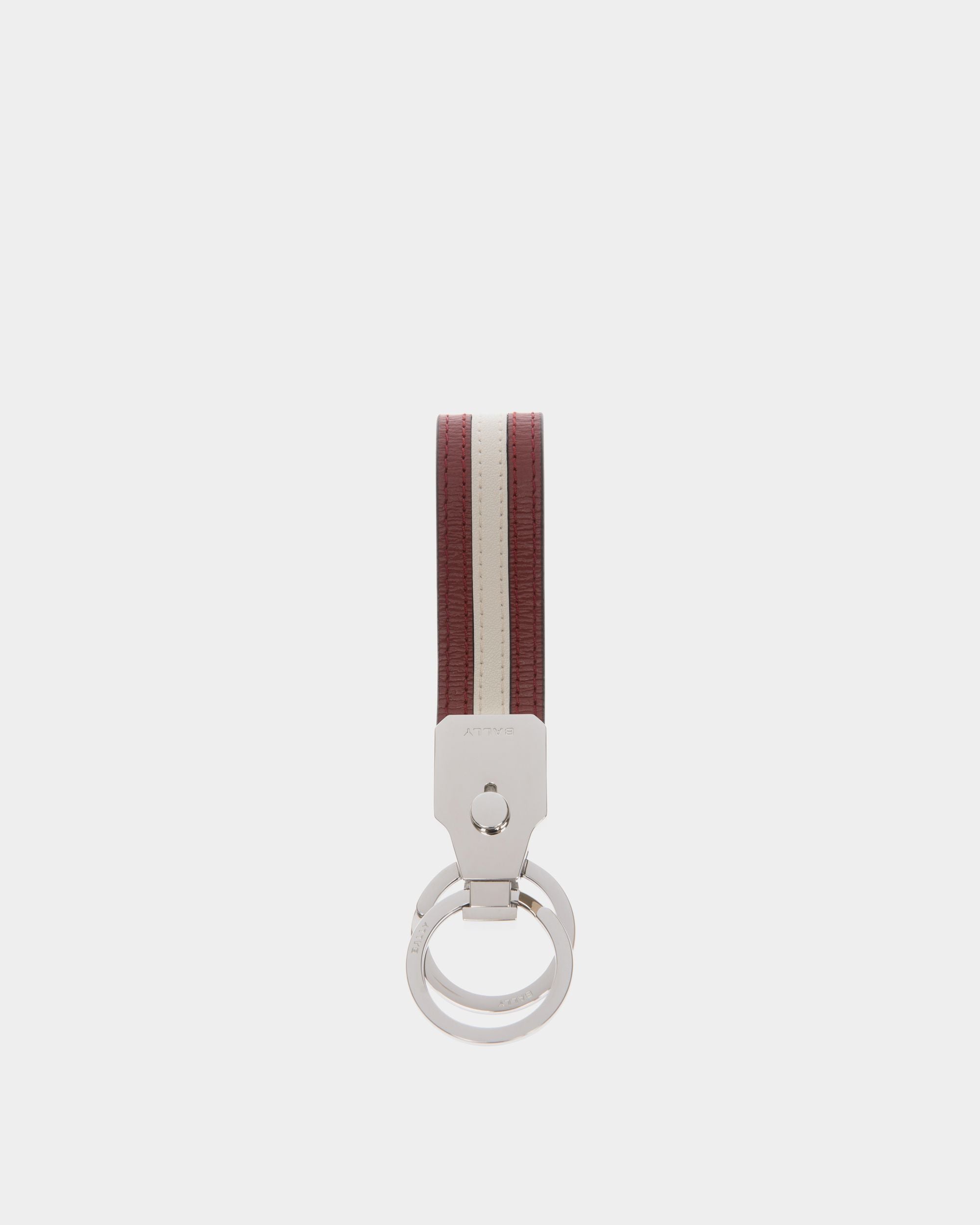 Ribbon Keyring in Red Leather - Men's - Bally - 01