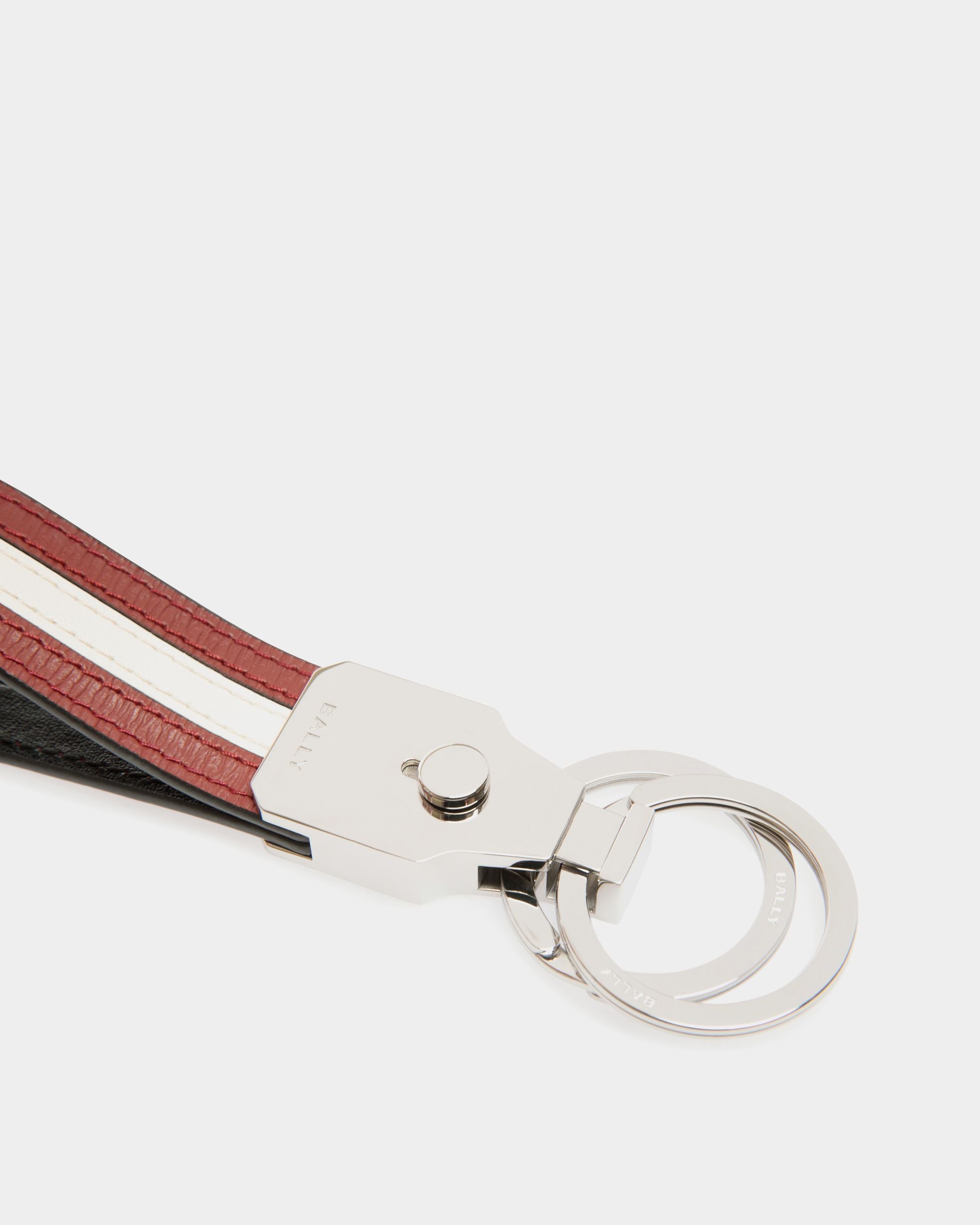 Ribbon Keyring in Red Leather - Men's - Bally - 03