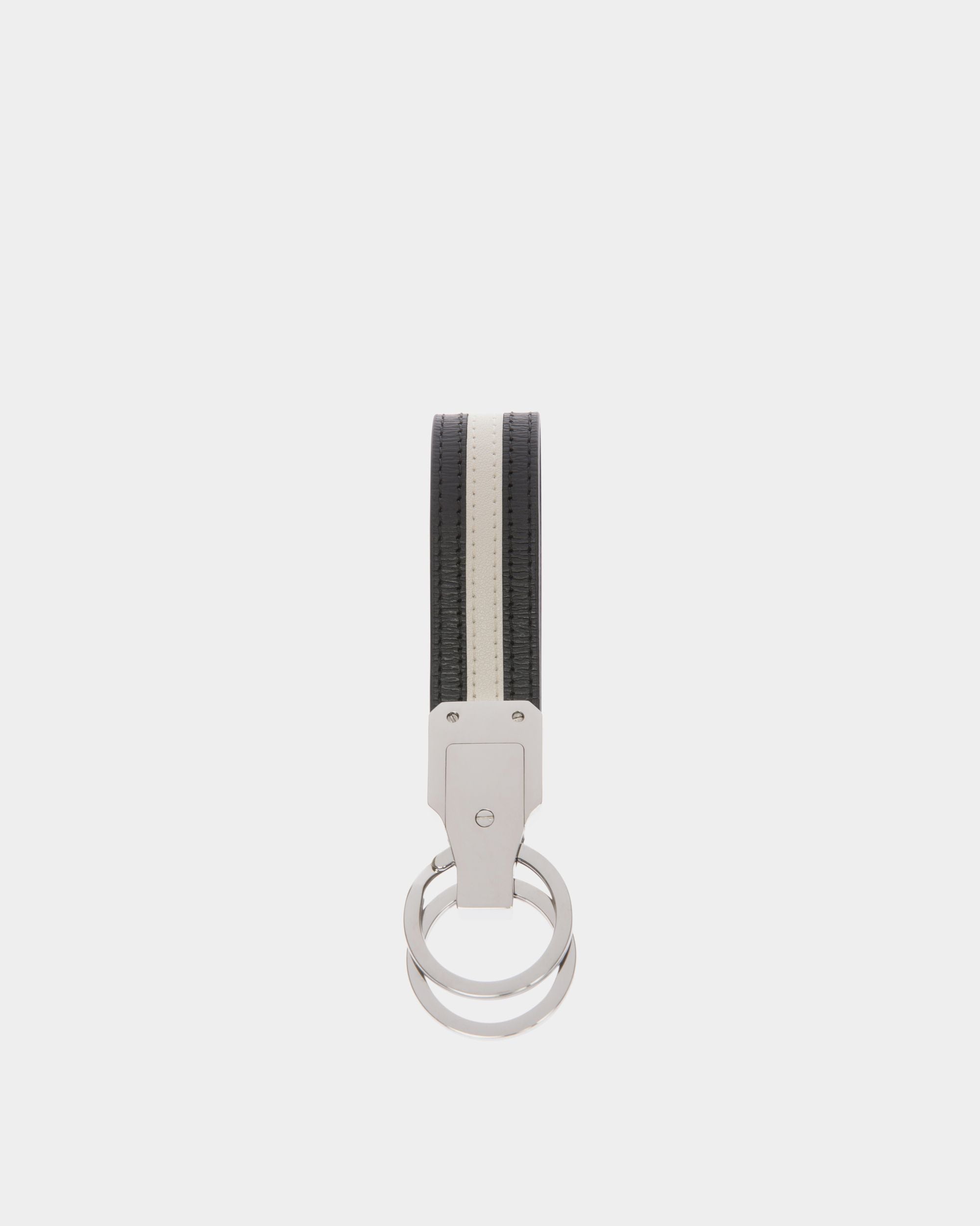 Ribbon Keyring in Black Leather - Men's - Bally - 01