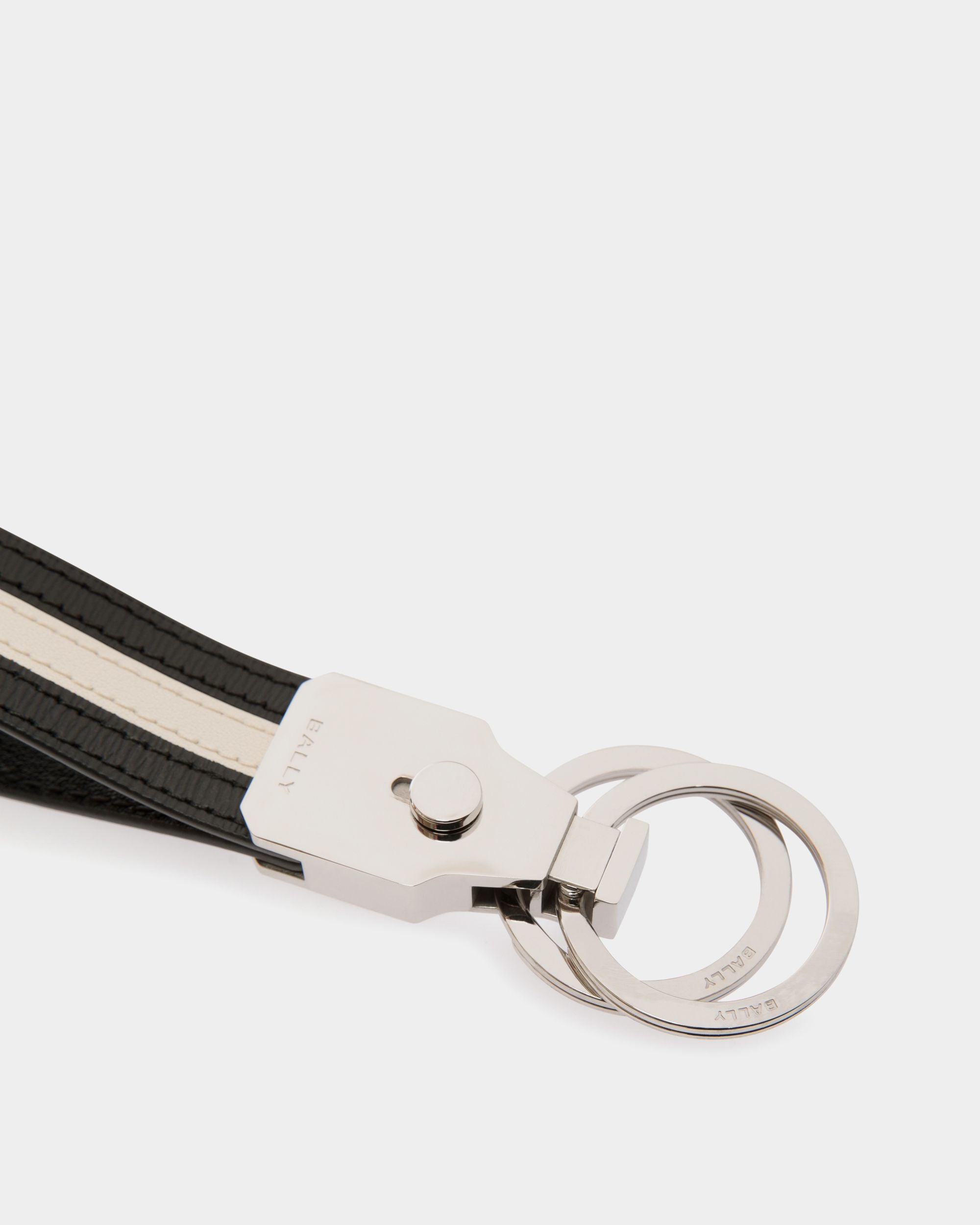 Ribbon Keyring in Black Leather - Men's - Bally - 03