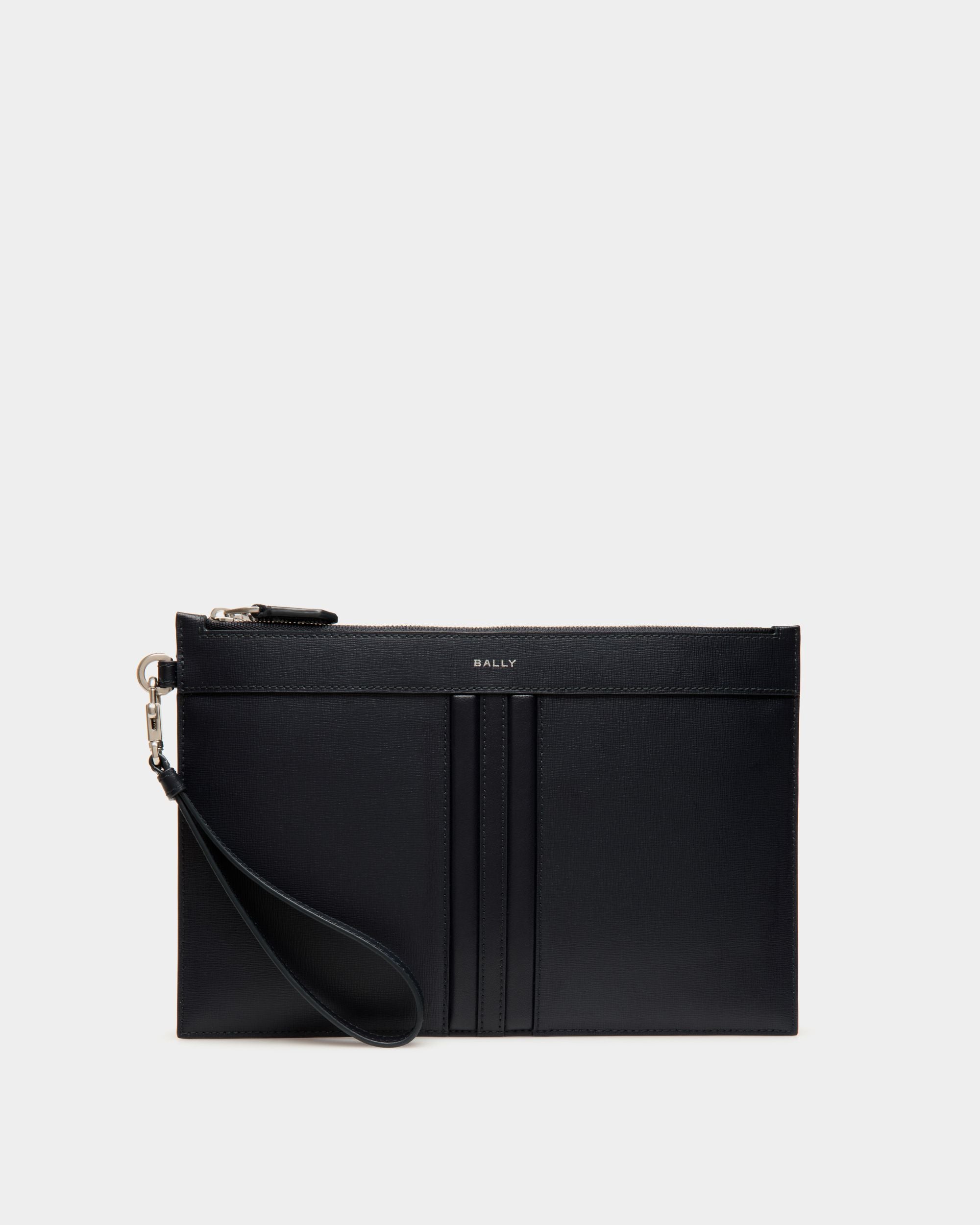 Pochette Mythos En Cuir Recyclé Navy Blue - Homme - Bally - 01