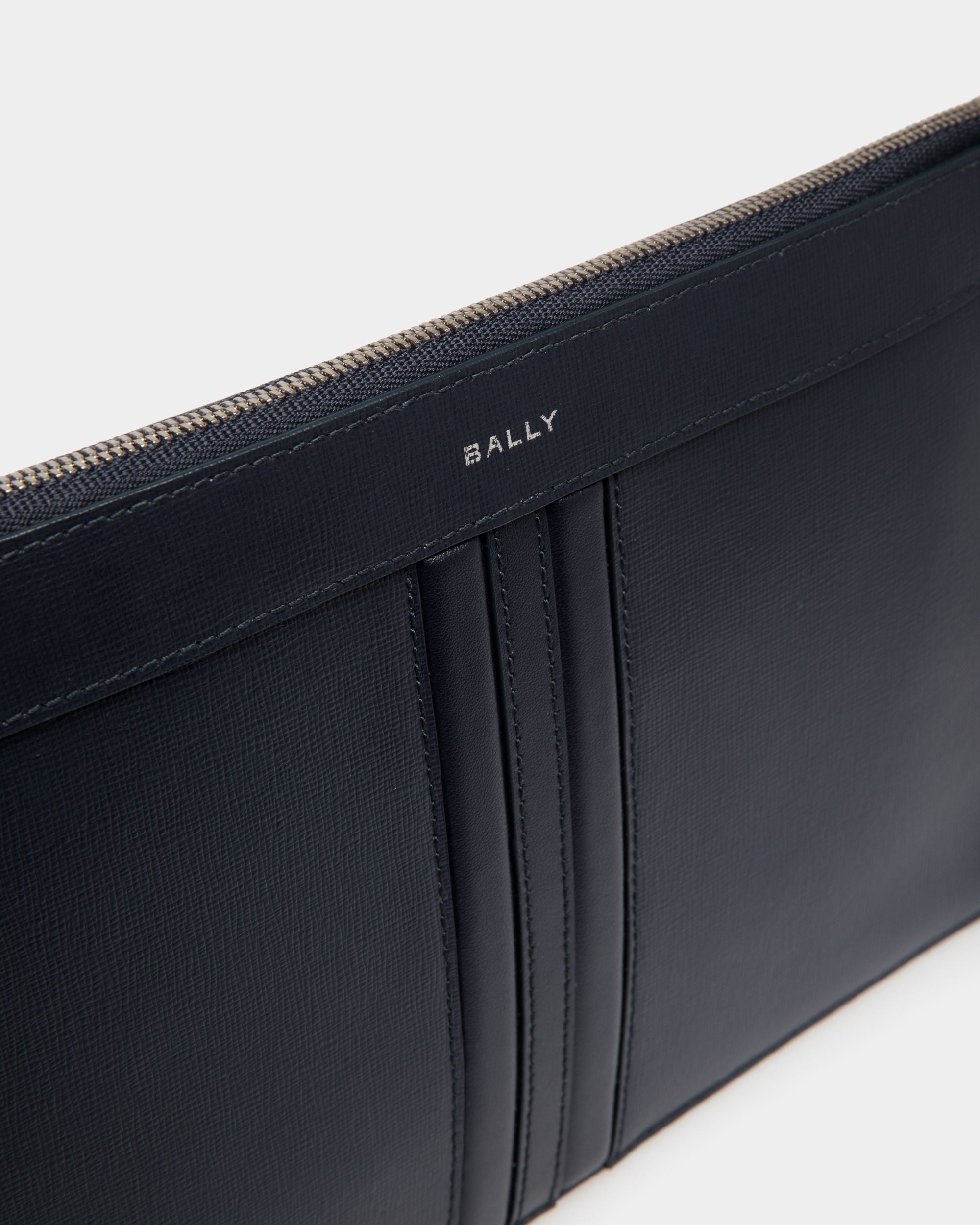 Mythos Pochette in Navy Blue Recycled Leather - Men's - Bally - 04