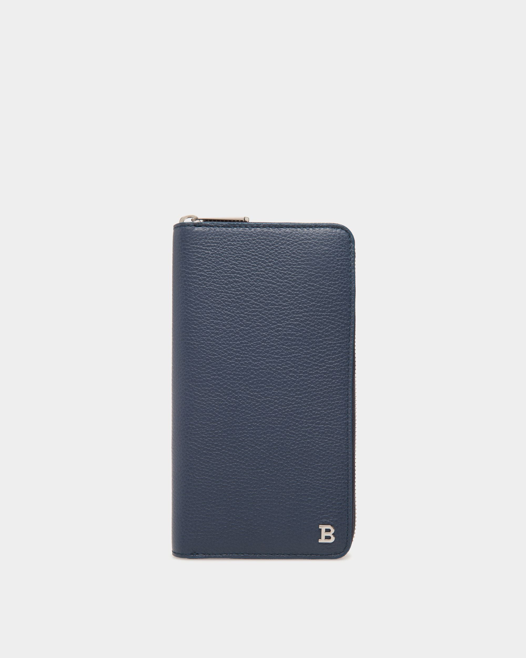 Travel Wallet In Blue Leather - Men's - Bally - 01