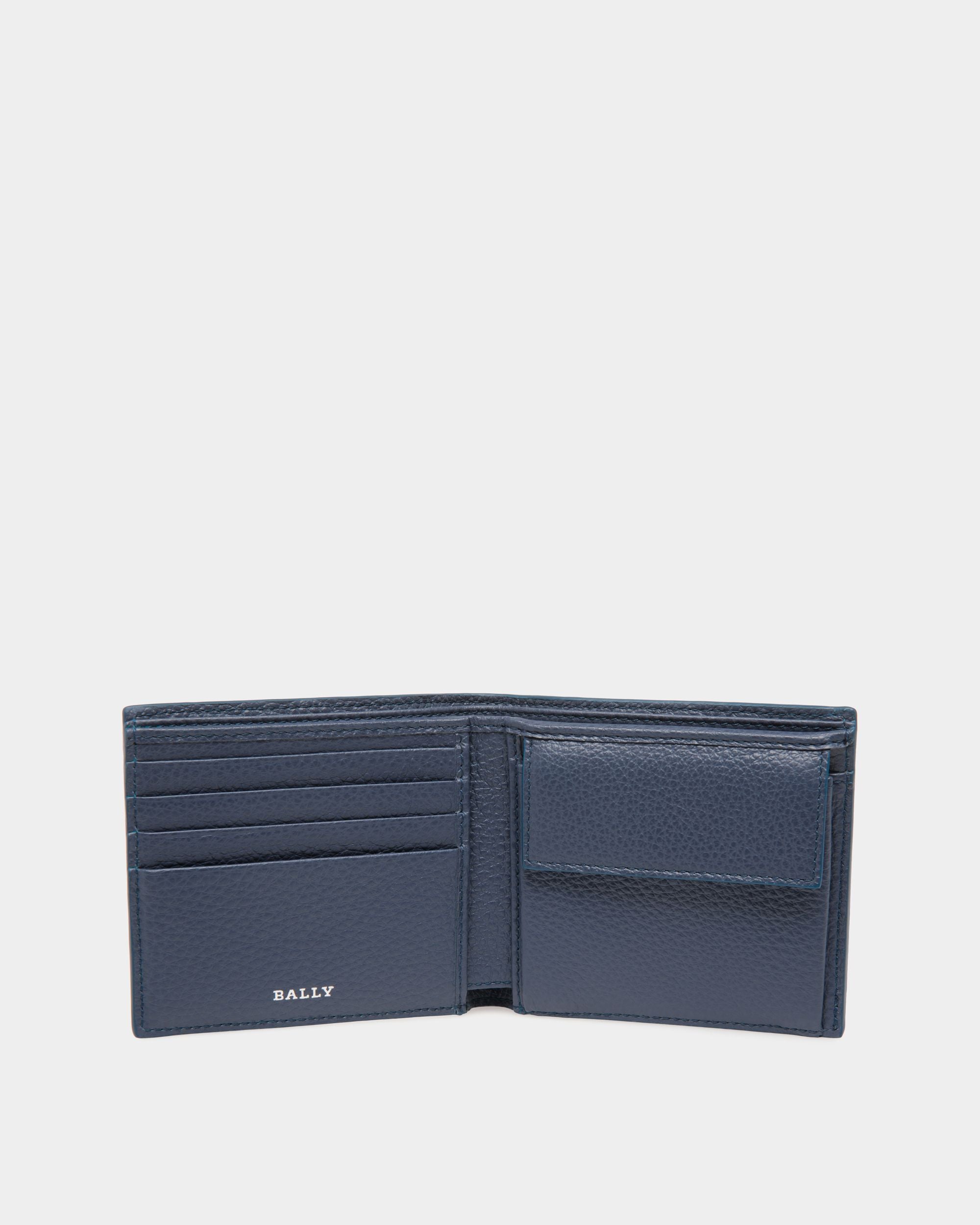Coin Wallet In Blue Leather - Men's - Bally - 03
