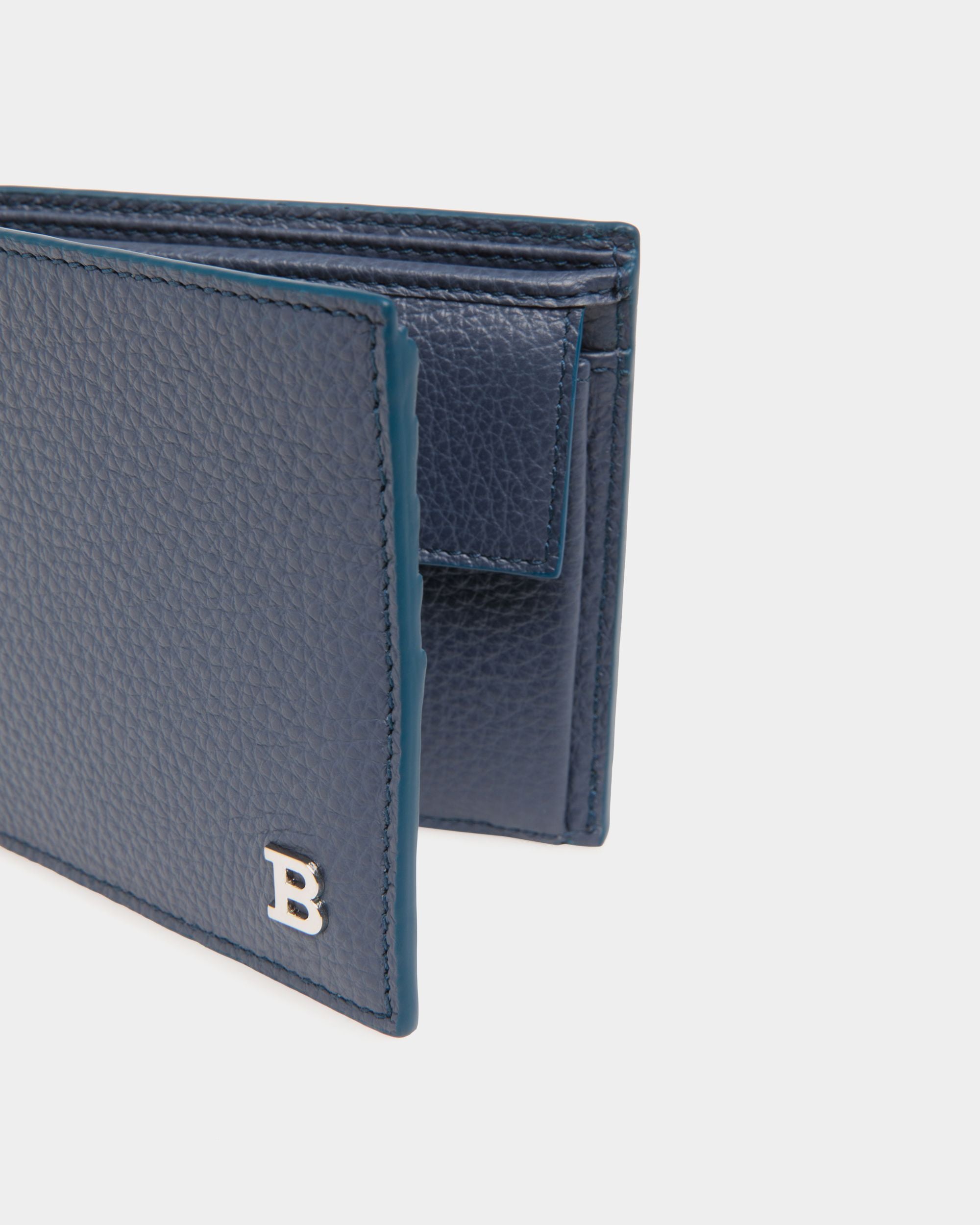 Coin Wallet In Blue Leather - Men's - Bally - 04