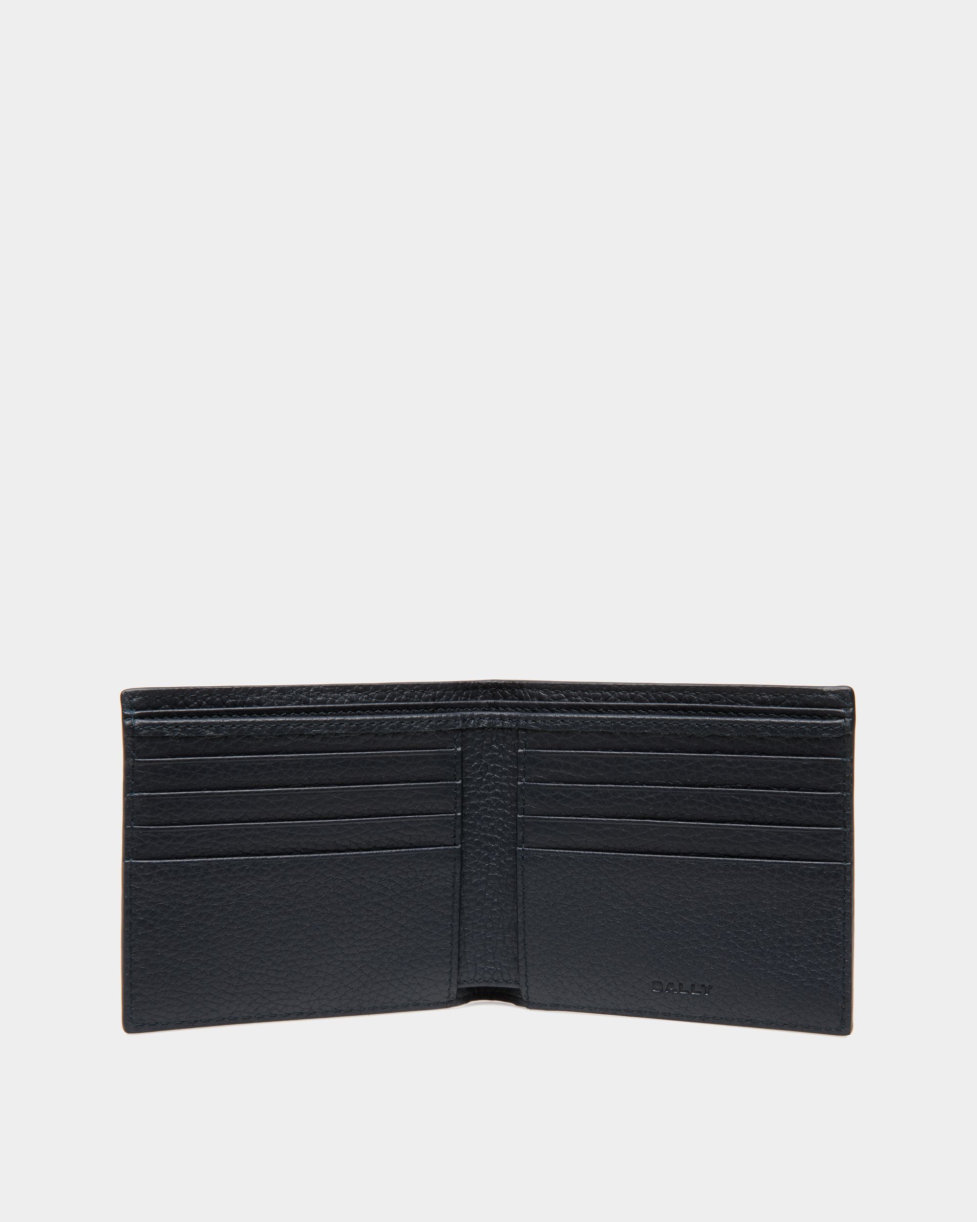 Ribbon Bifold In Navy Blue Leather - Men's - Bally - 04