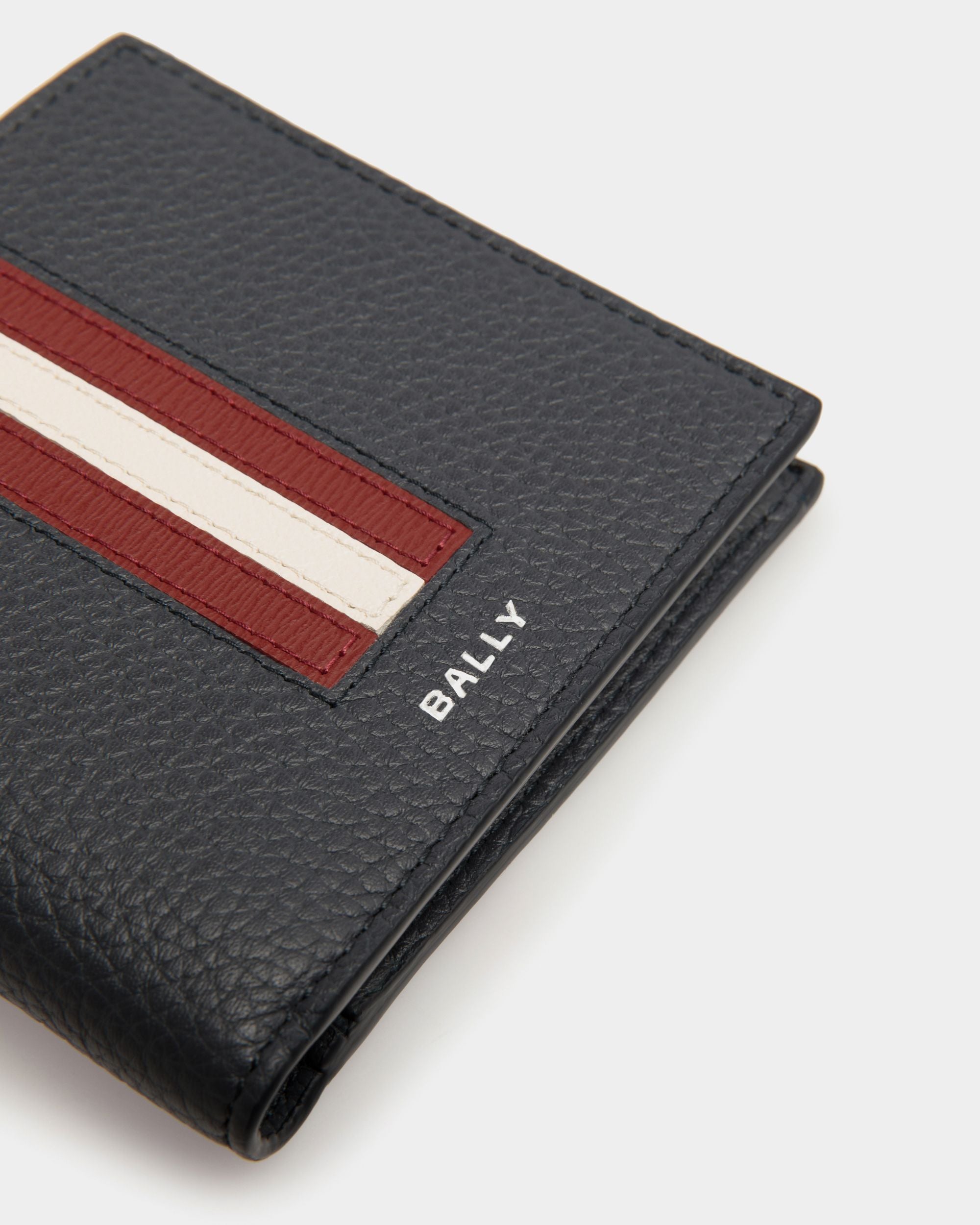 Ribbon Bifold In Navy Blue Leather - Men's - Bally - 04