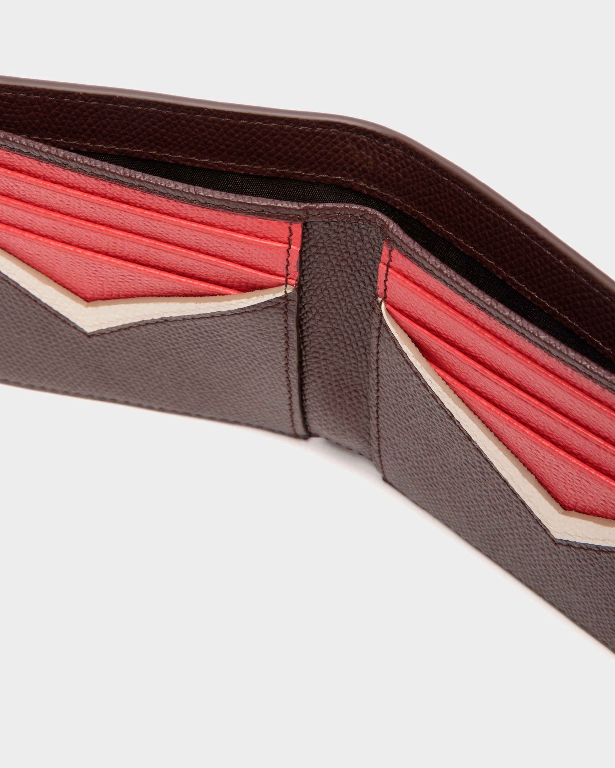 Portefeuille À Un Volet Flag En Cuir Grainé Châtain - Homme - Bally - 04