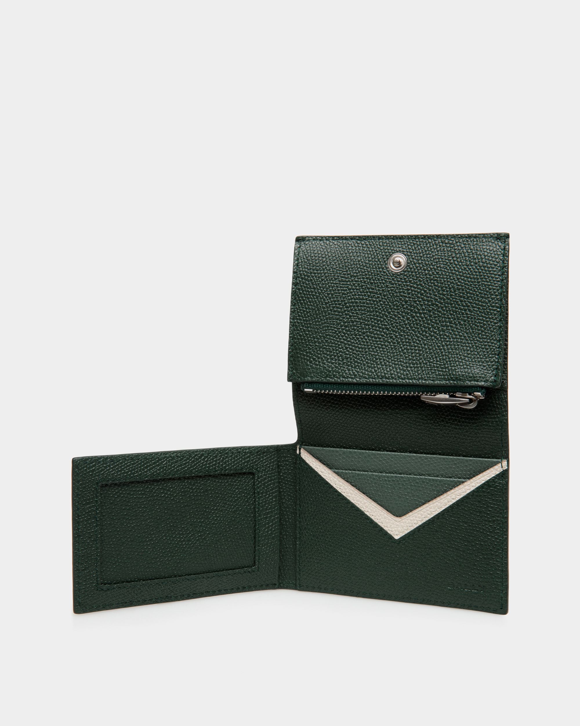 Portefeuille À Trois Volets Flag En Cuir Bottle Green - Homme - Bally - 03