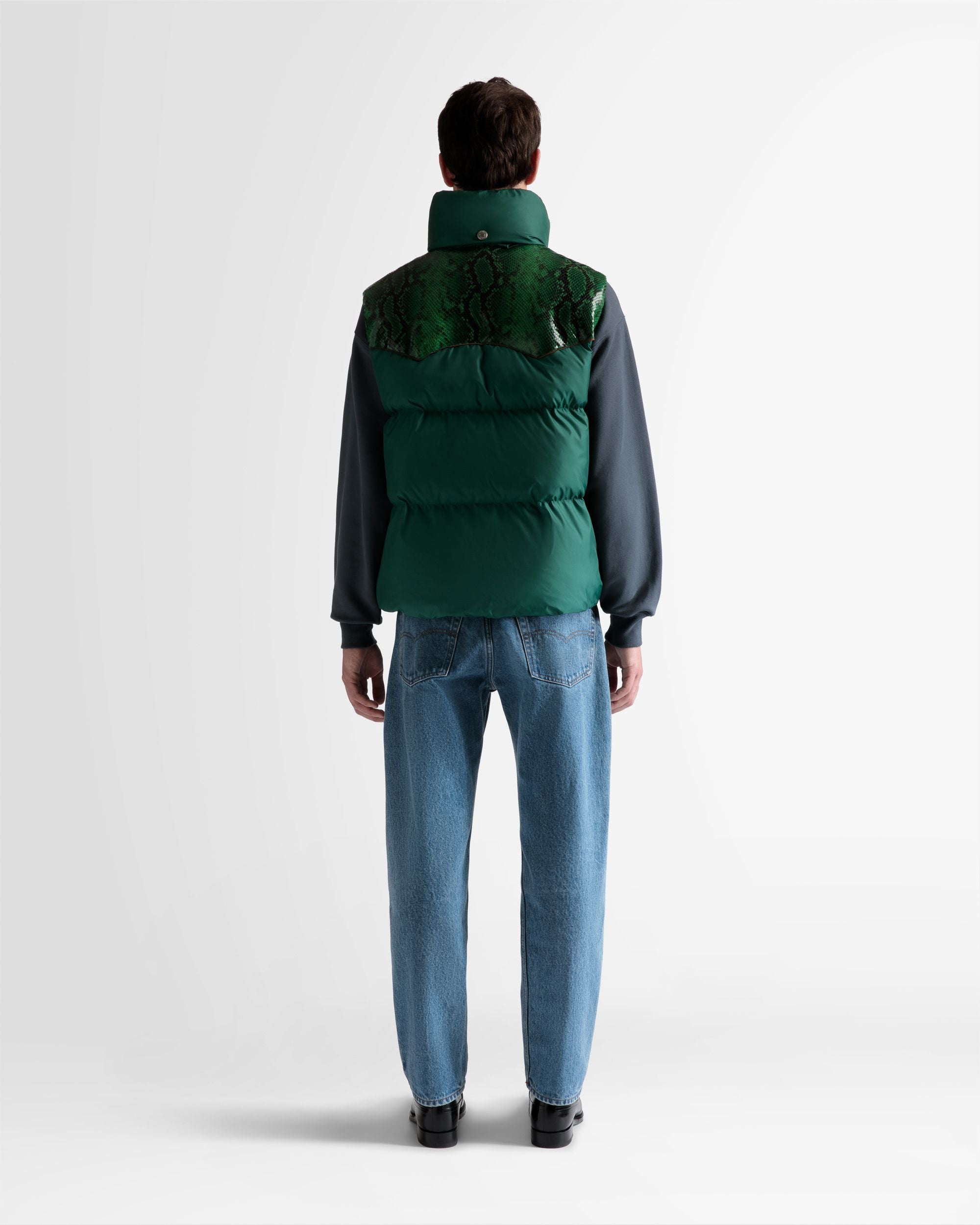 Piumino Smanicato A Collo Alto In Nylon Kelly Green - Uomo - Bally - 06