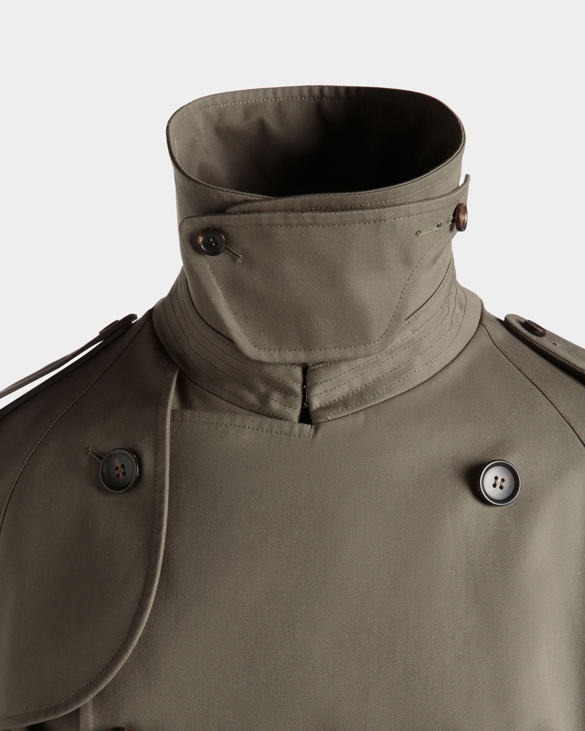 Zweireihiger Gabardine-Trenchcoat Aus Baumwollmix In Military Green - Herren - Bally - 05