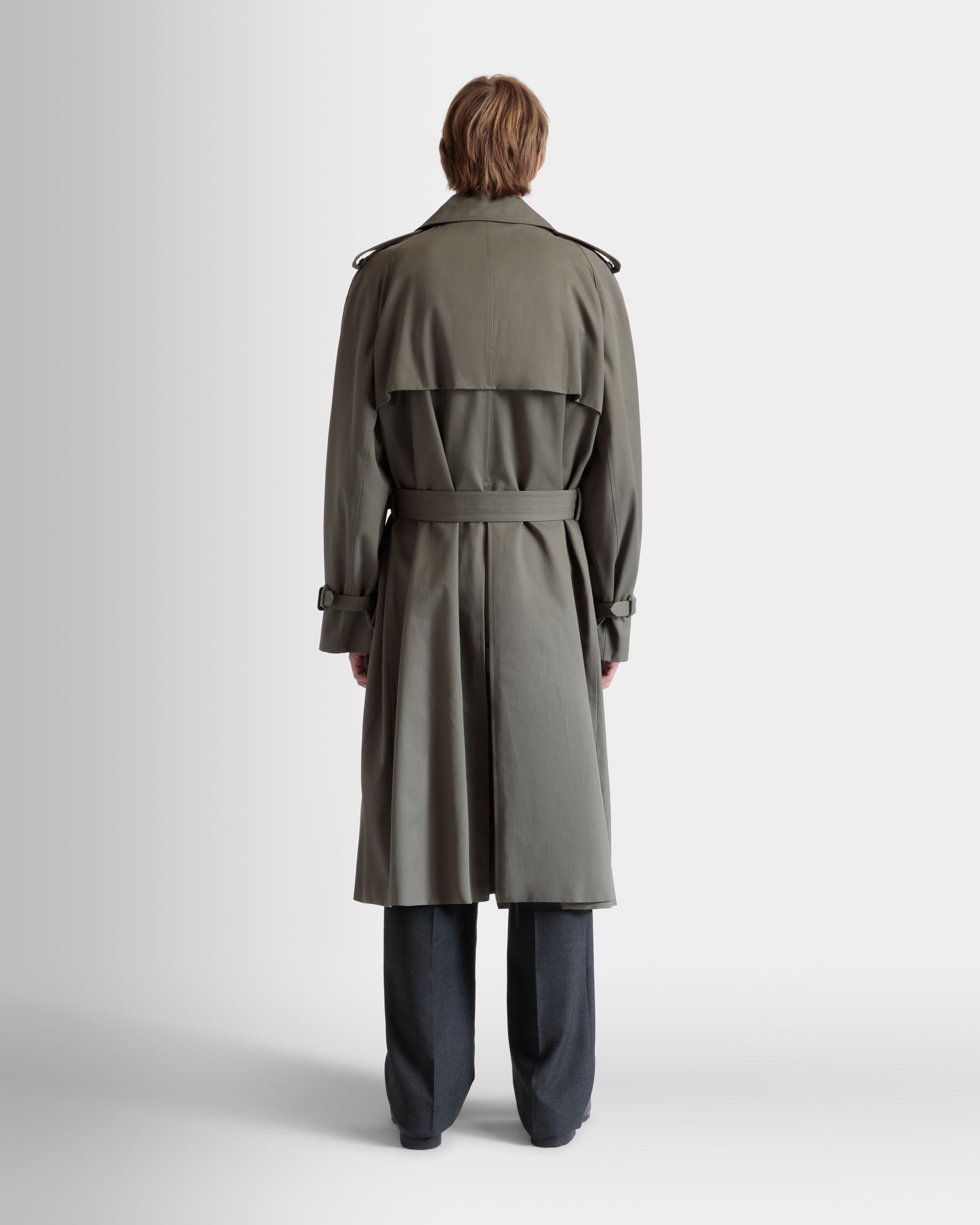 Zweireihiger Gabardine-Trenchcoat Aus Baumwollmix In Military Green - Herren - Bally - 07