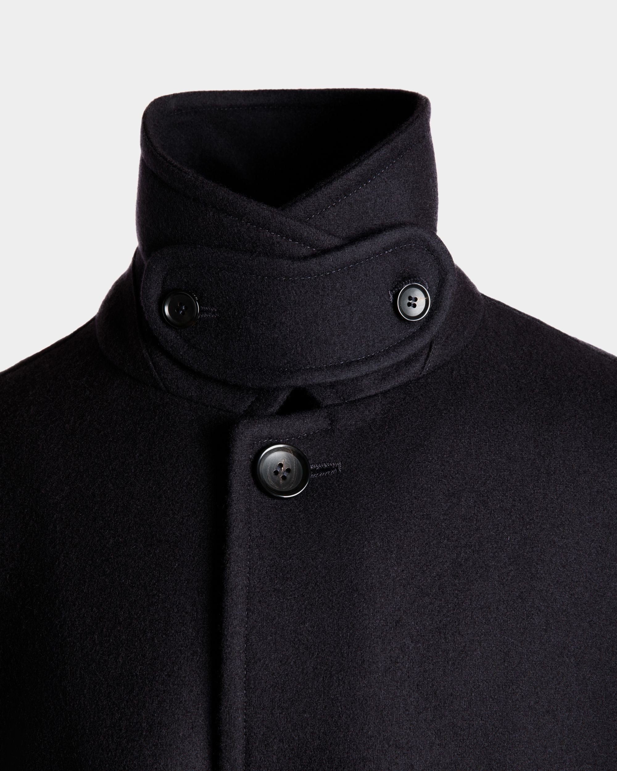 Manteau Droit En Laine Mélangée Navy Blue - Homme - Bally - 06