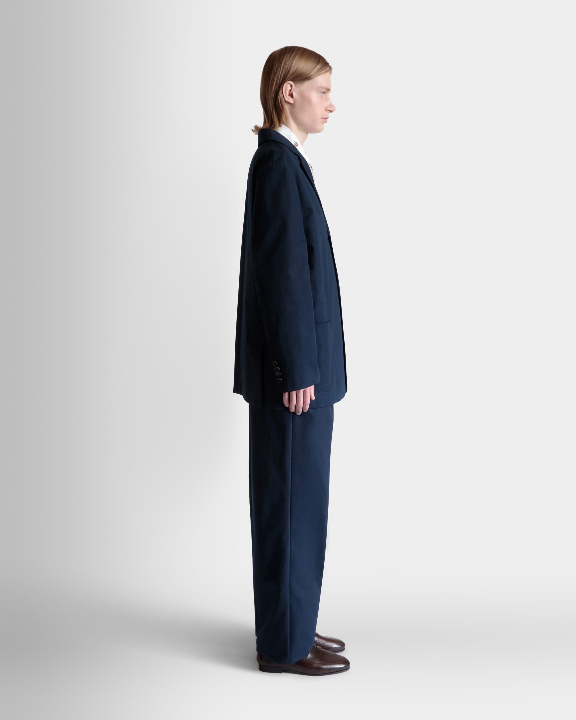 Blazer En Coton Mélangé Navy Blue - Homme - Bally - 05