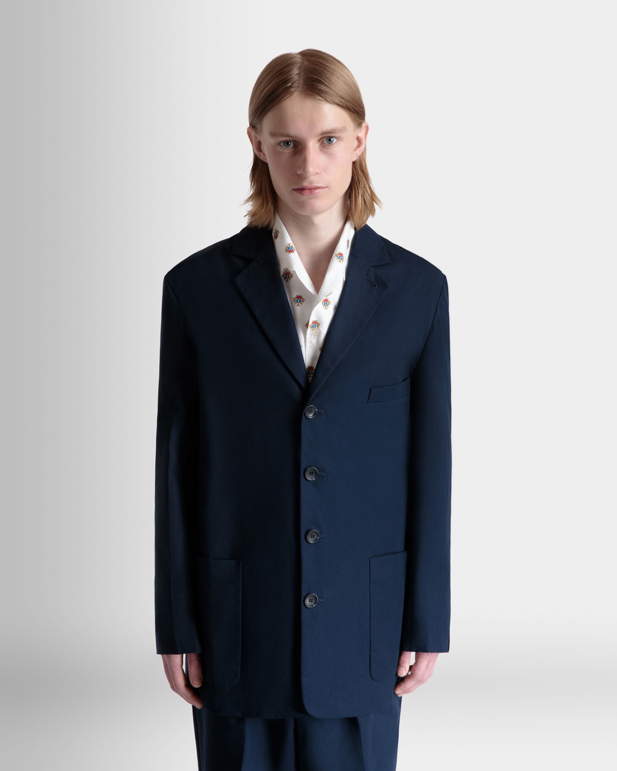 Blazer En Coton Mélangé Navy Blue - Homme - Bally - 08