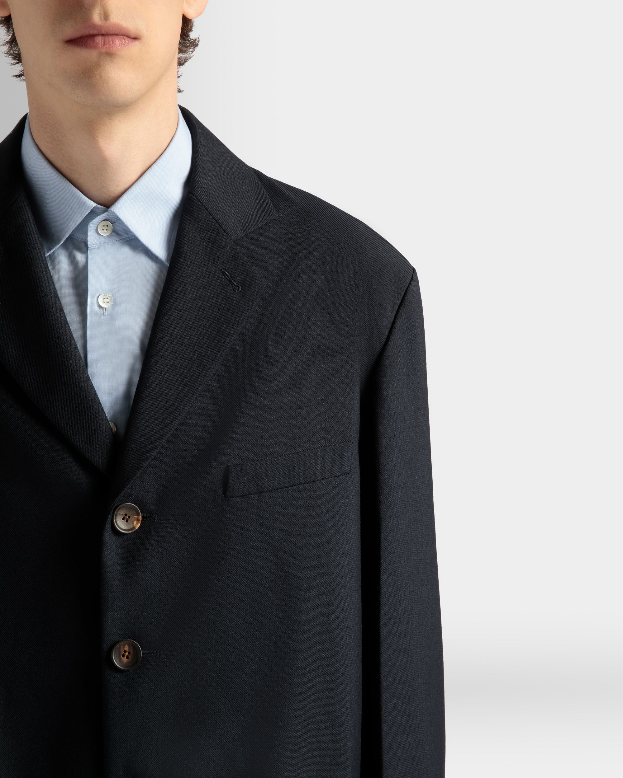 Jacket in Navy Blue Wool Blend - Men's - Bally - 04