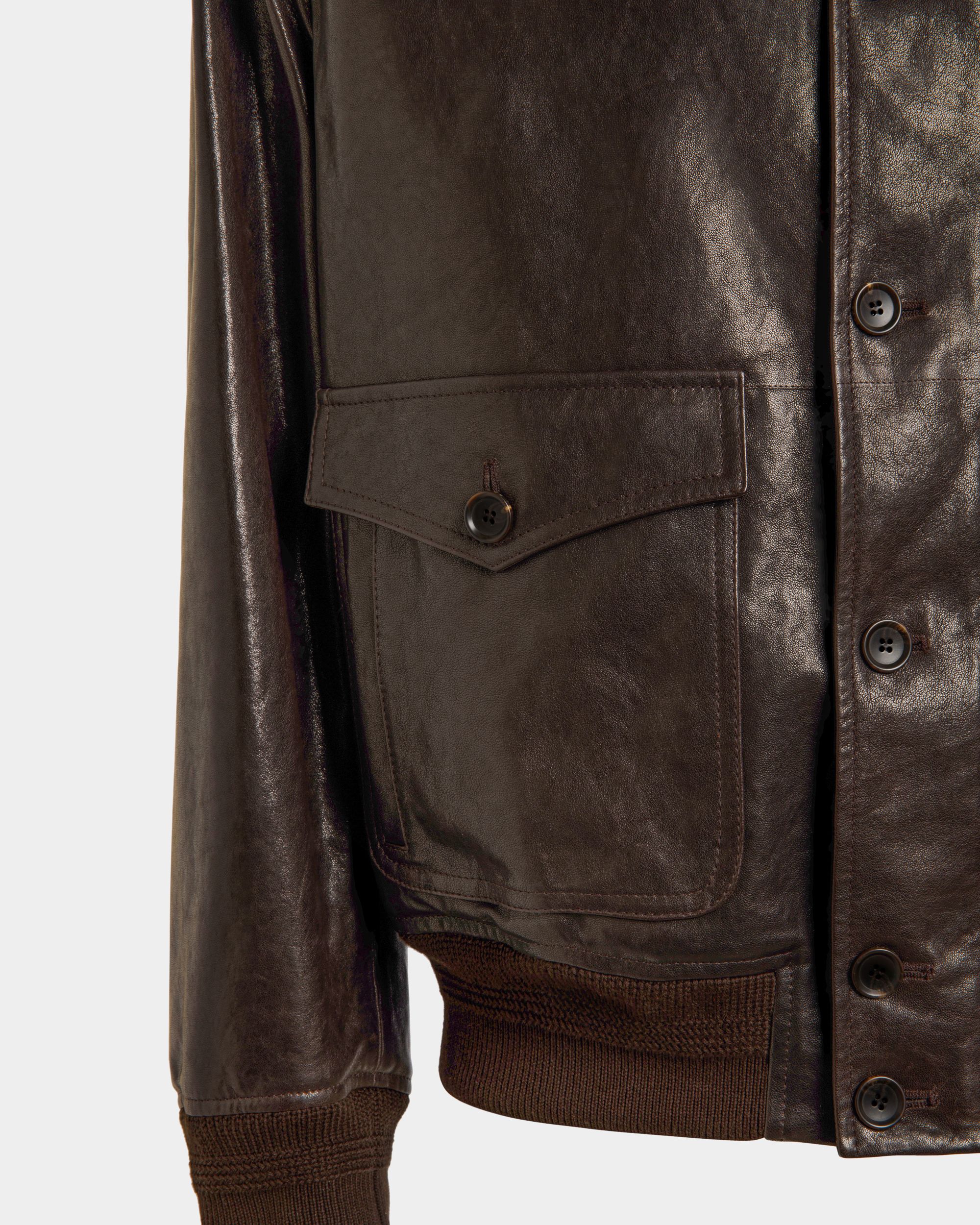 Blouson Jacket in Ebano Leather - Men's - Bally - 04