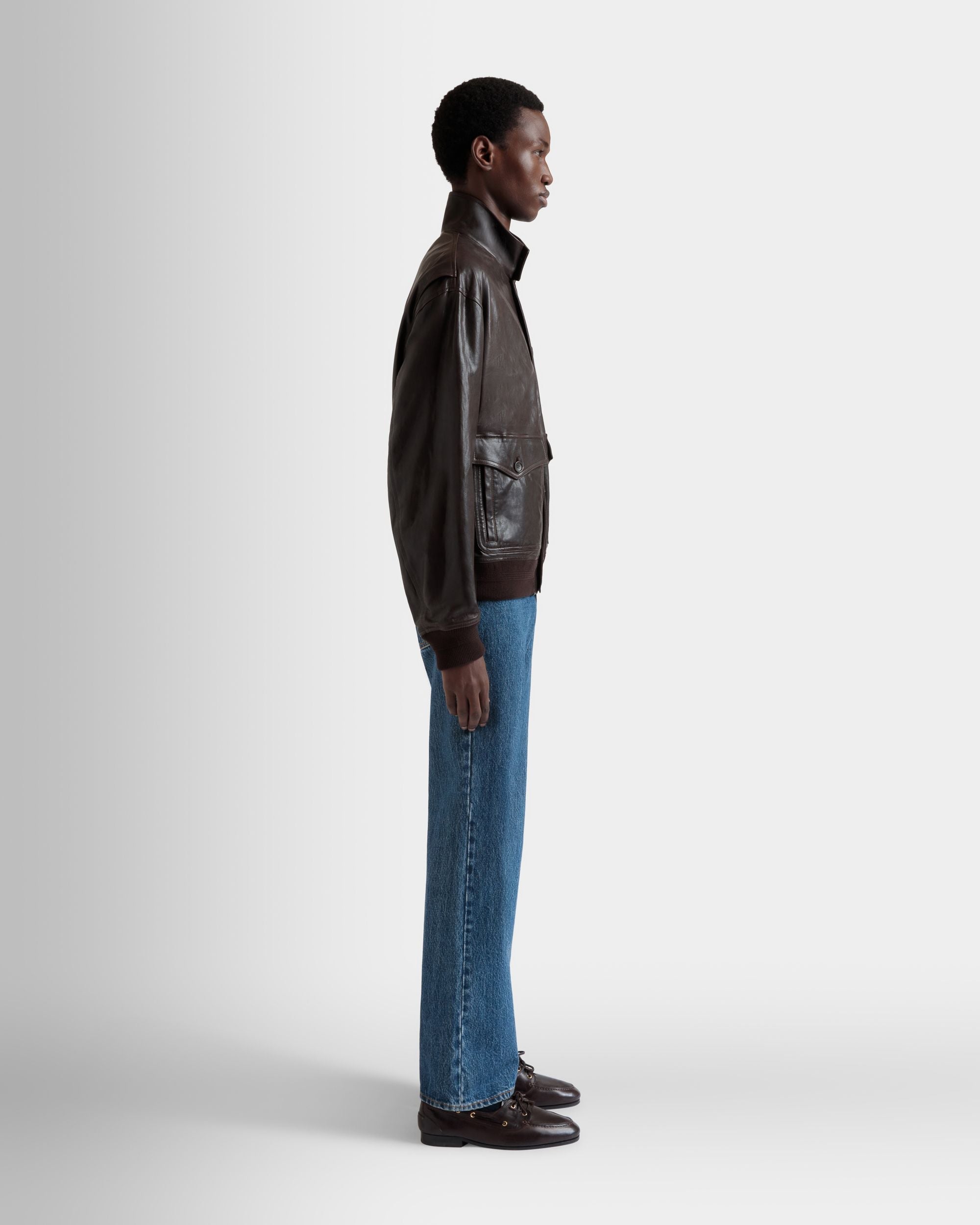 Blouson Jacket in Ebano Leather - Men's - Bally - 05