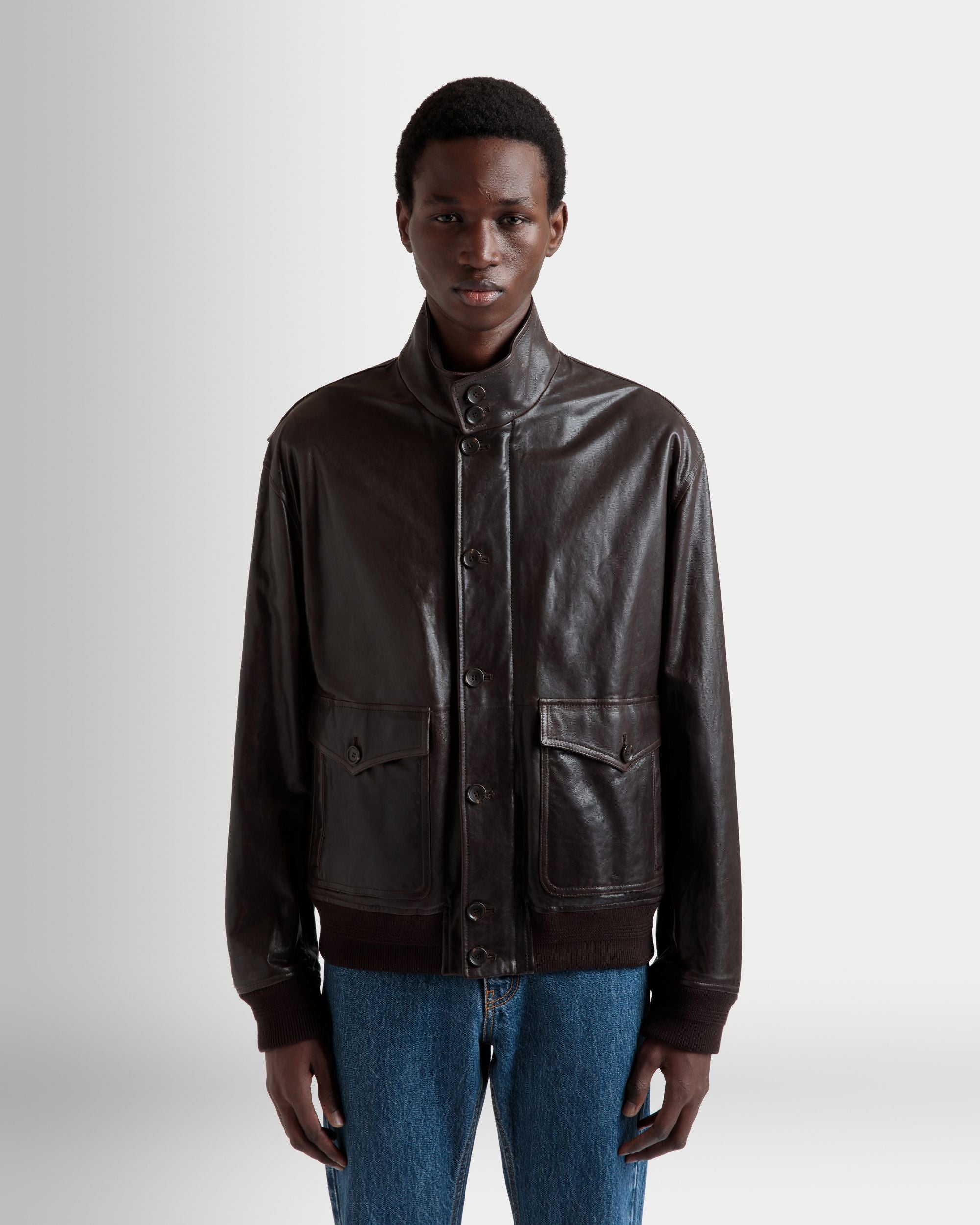 Blouson Jacket in Ebano Leather - Men's - Bally - 08