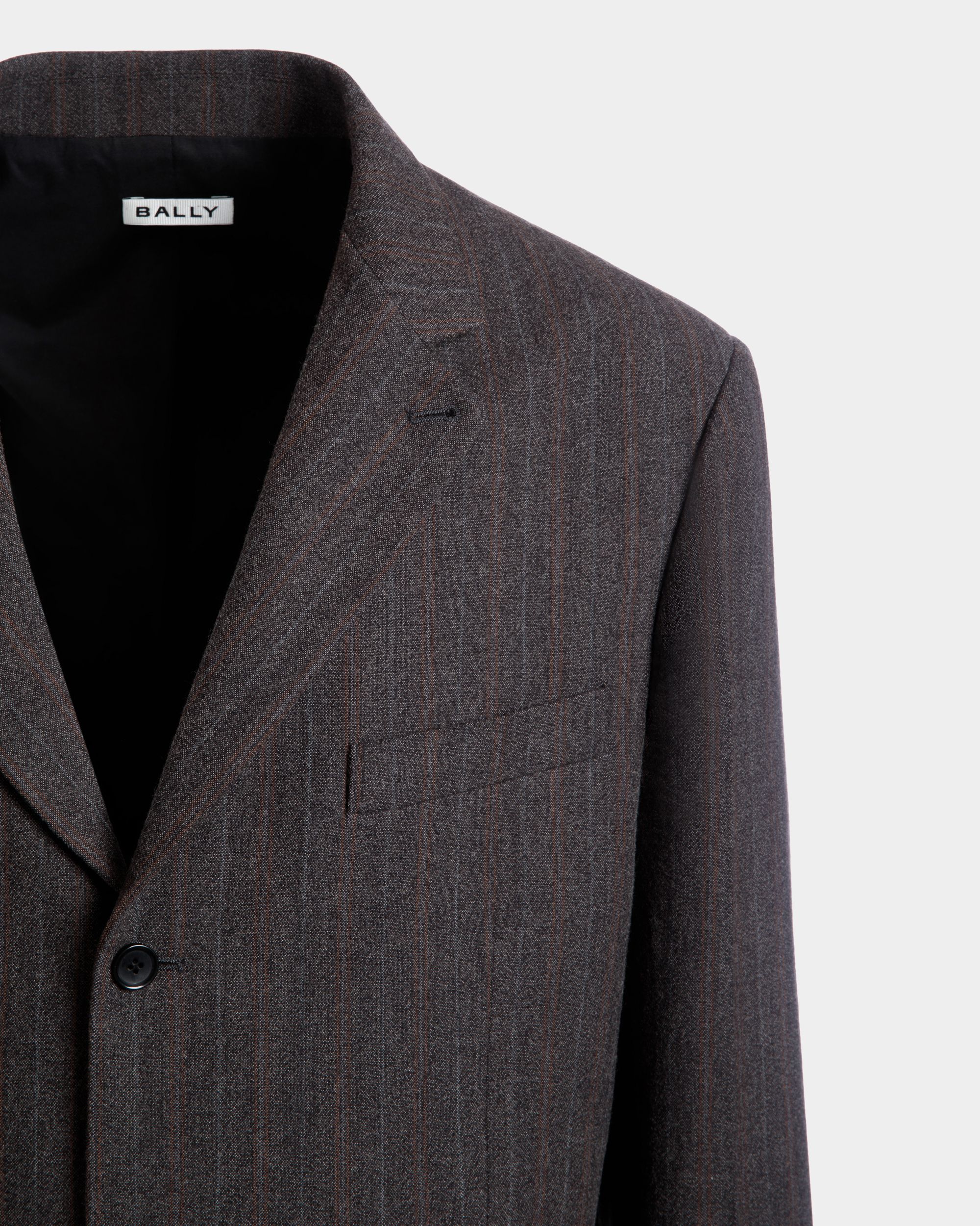 Blazer In Misto Lana Grigio Con Motivo Gessato - Uomo - Bally - 02