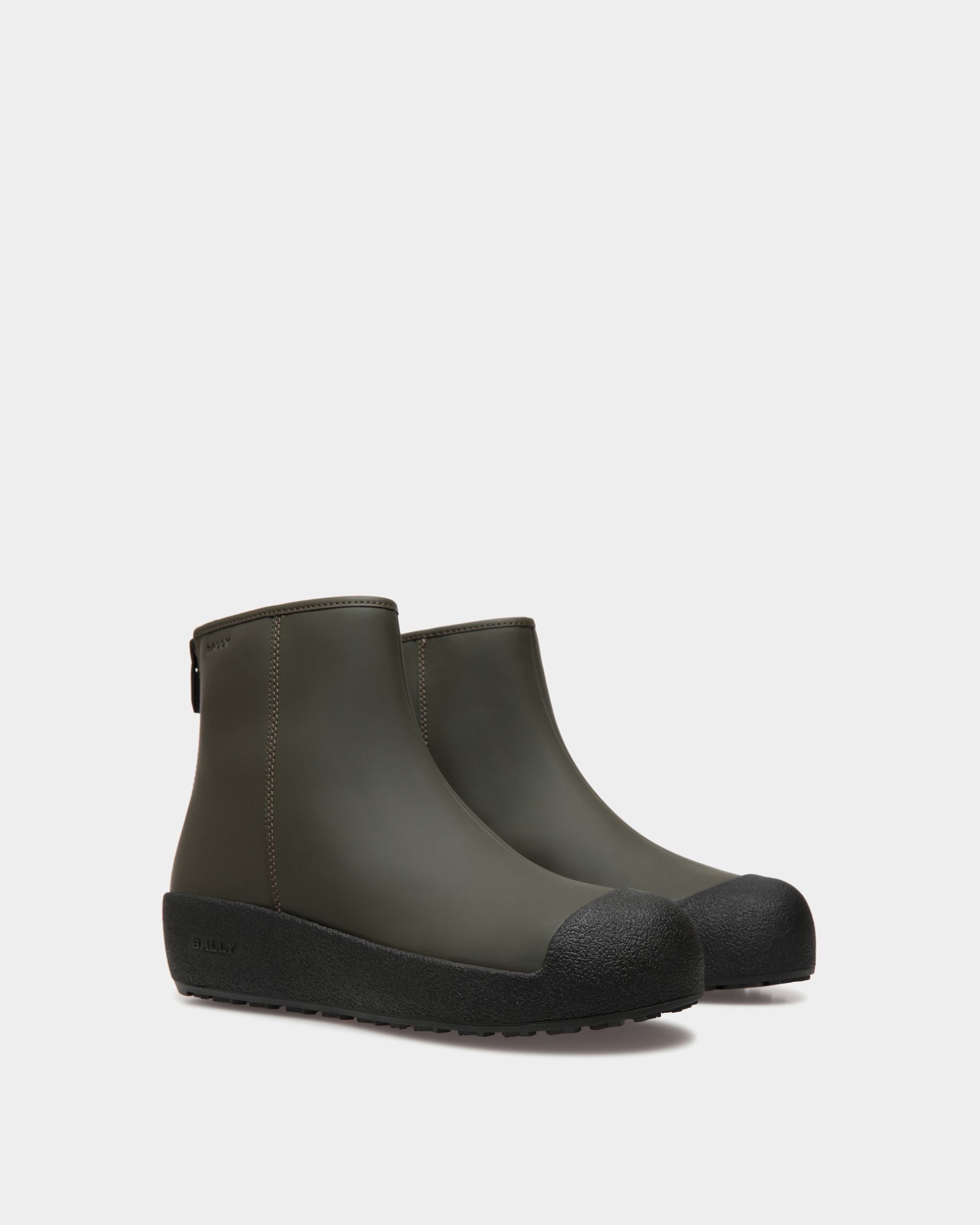 Bottine Bally Curling En Cuir Caoutchouté Military Green - Homme - Bally - 03