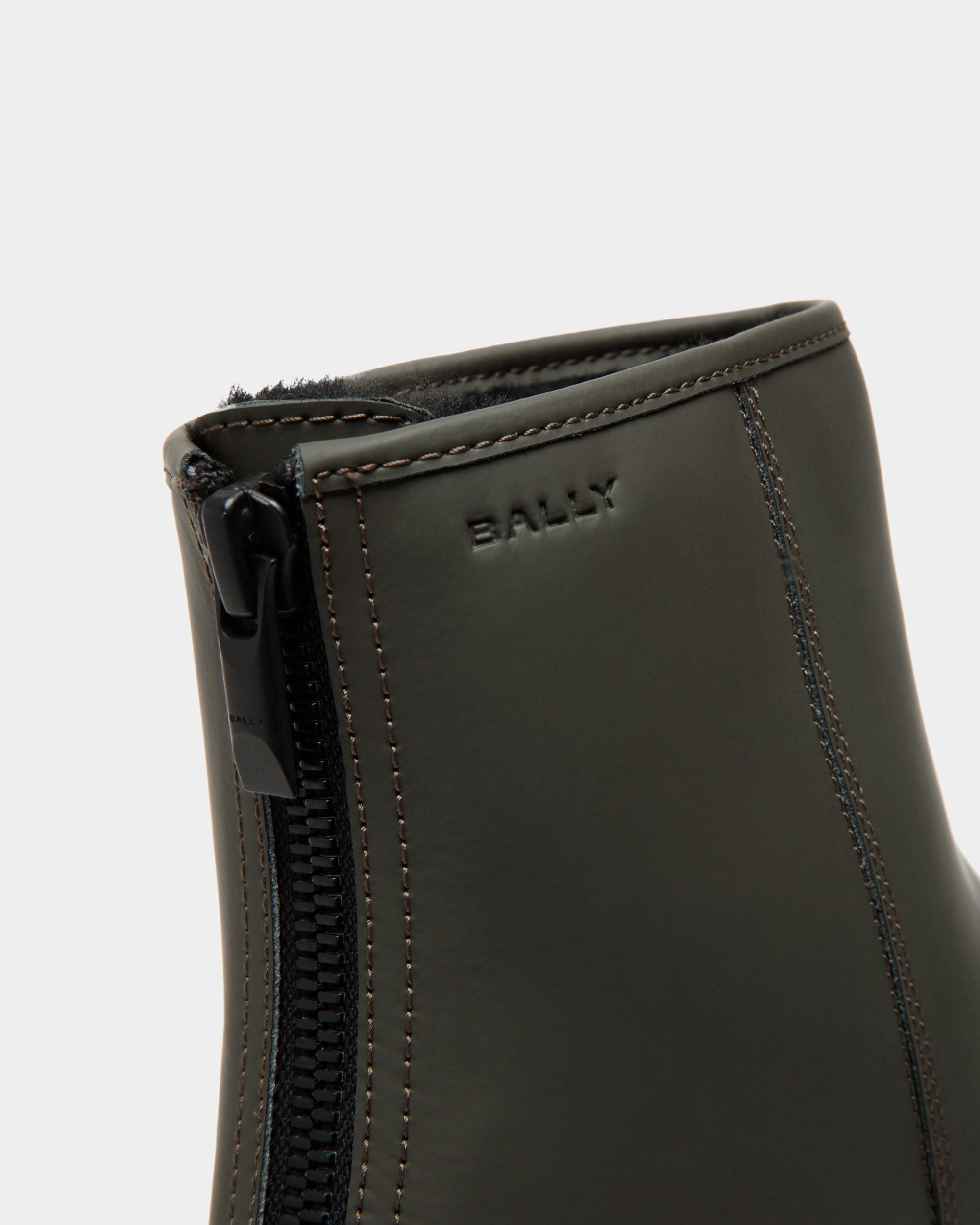 Bottine Bally Curling En Cuir Caoutchouté Military Green - Homme - Bally - 06