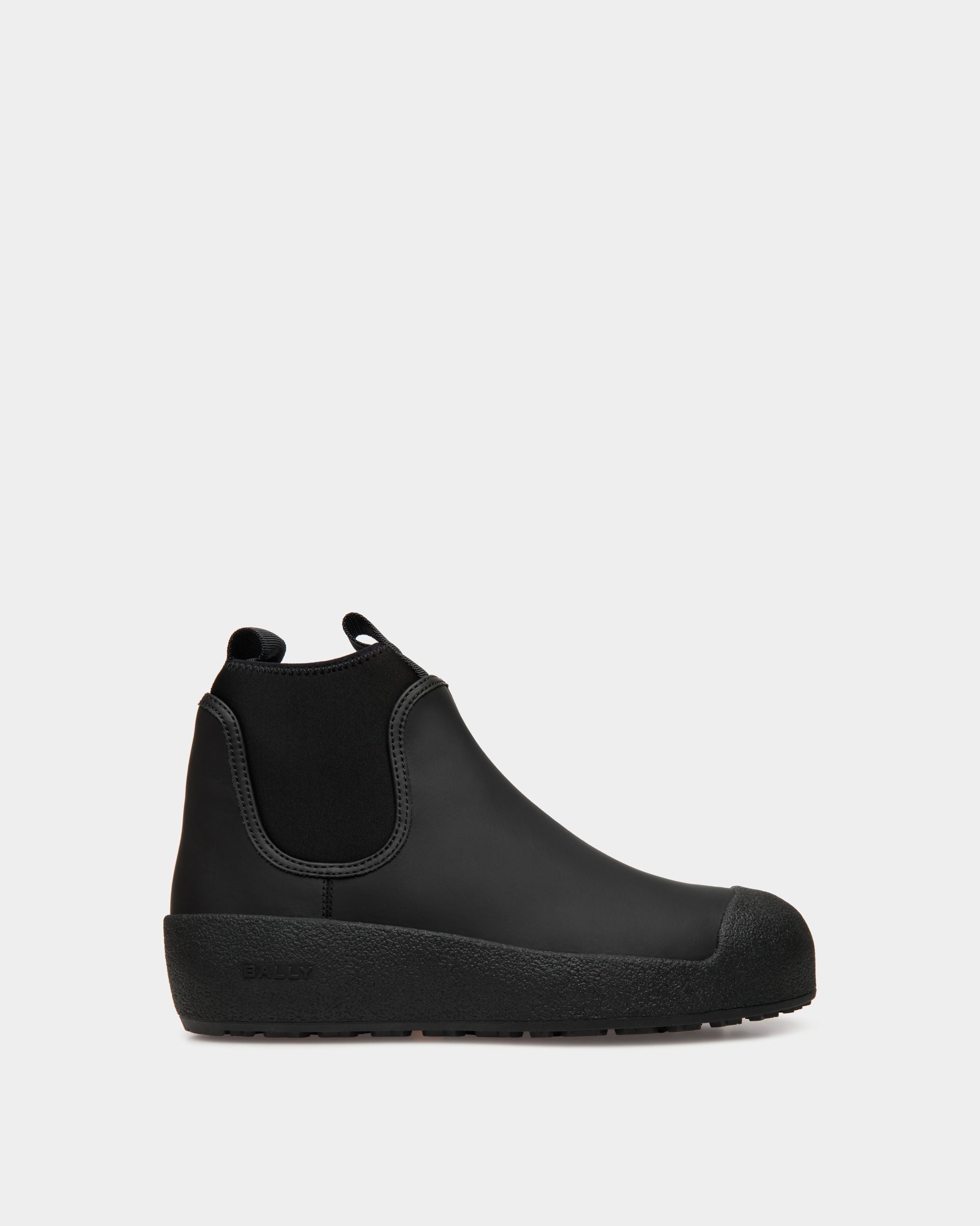 Bally Curling Bootie in Black Rubberized Leather - Men's - Bally - 01