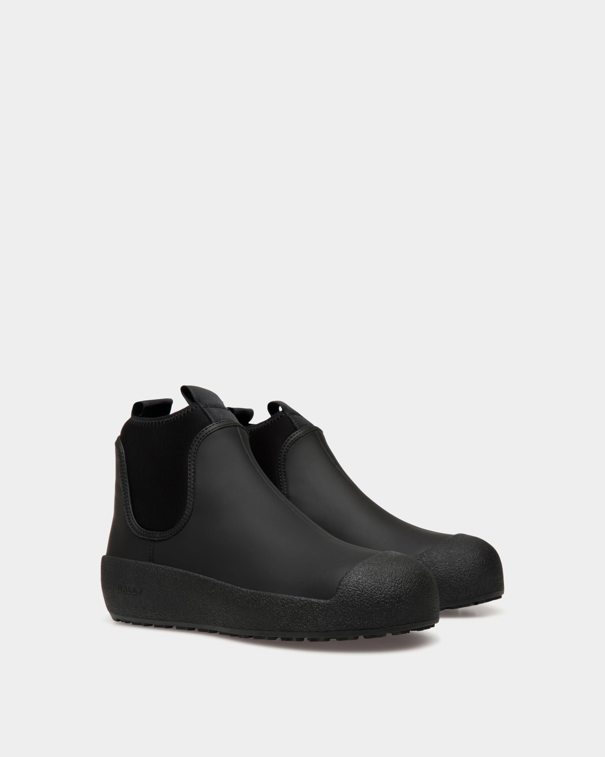 Bally Curling Bootie in Black Rubberized Leather - Men's - Bally - 03