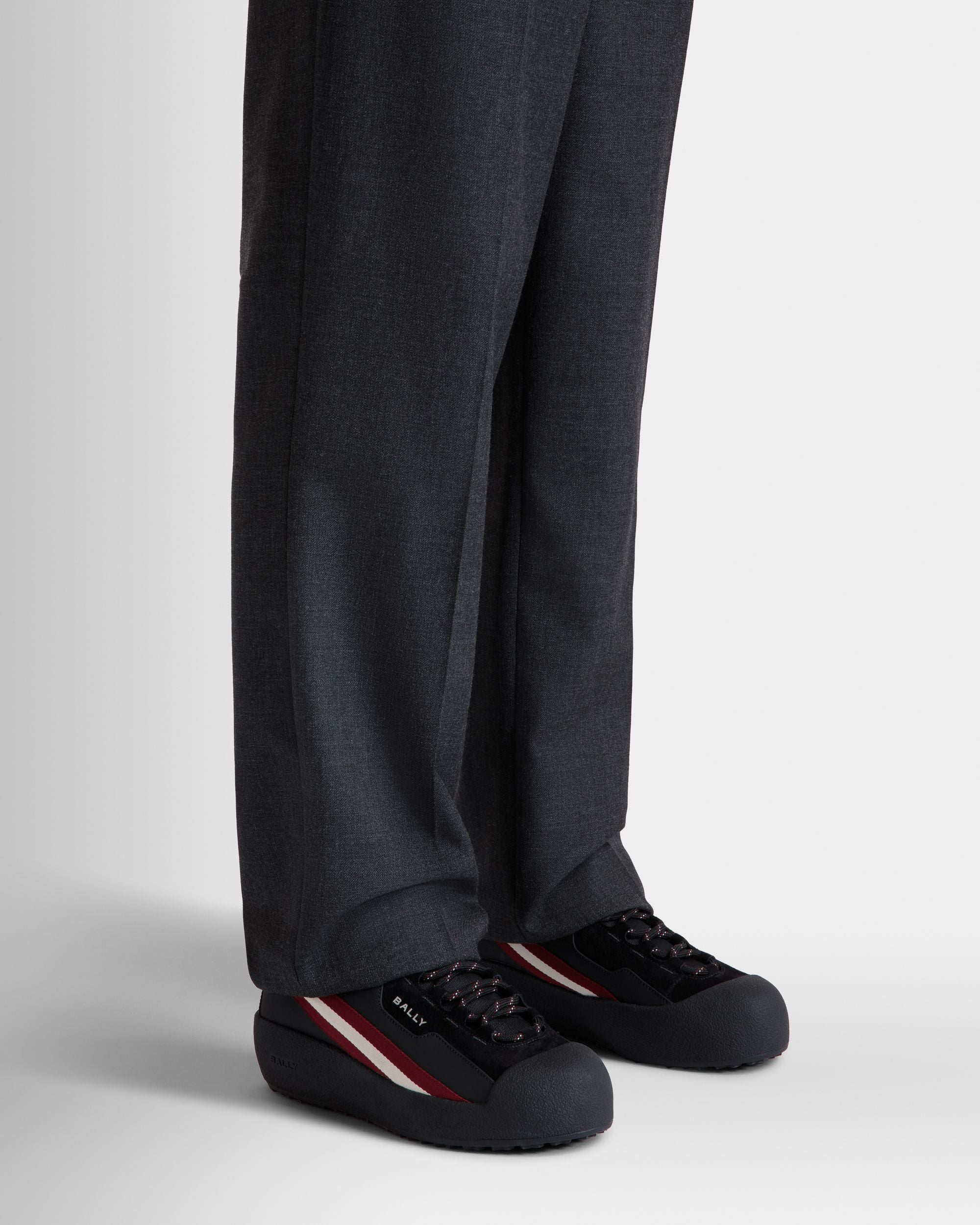 Bottine Curling En Cuir Caoutchouté Et Tissu Noirs - Homme - Bally - 02