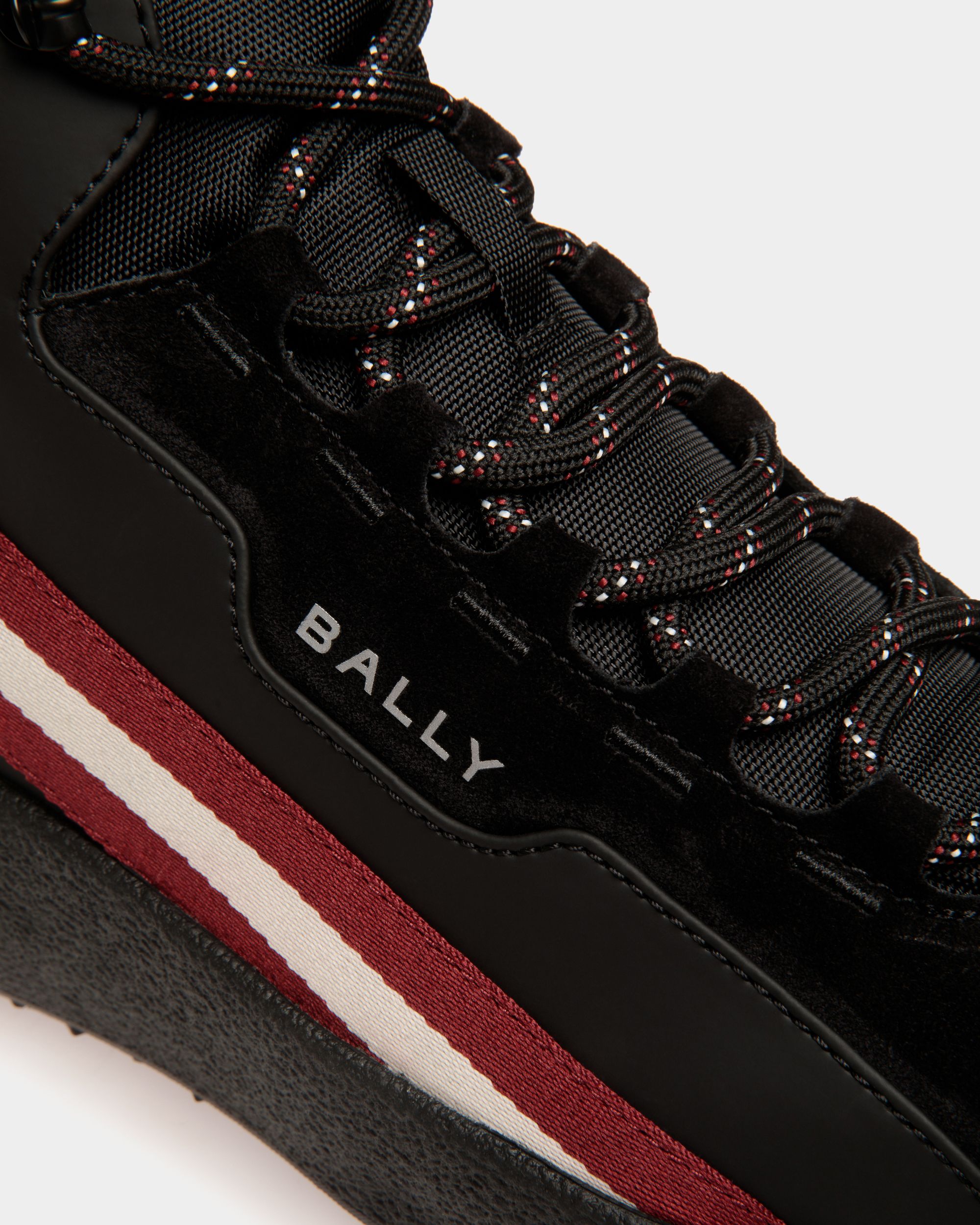 Bottine Curling En Cuir Caoutchouté Et Tissu Noirs - Homme - Bally - 06