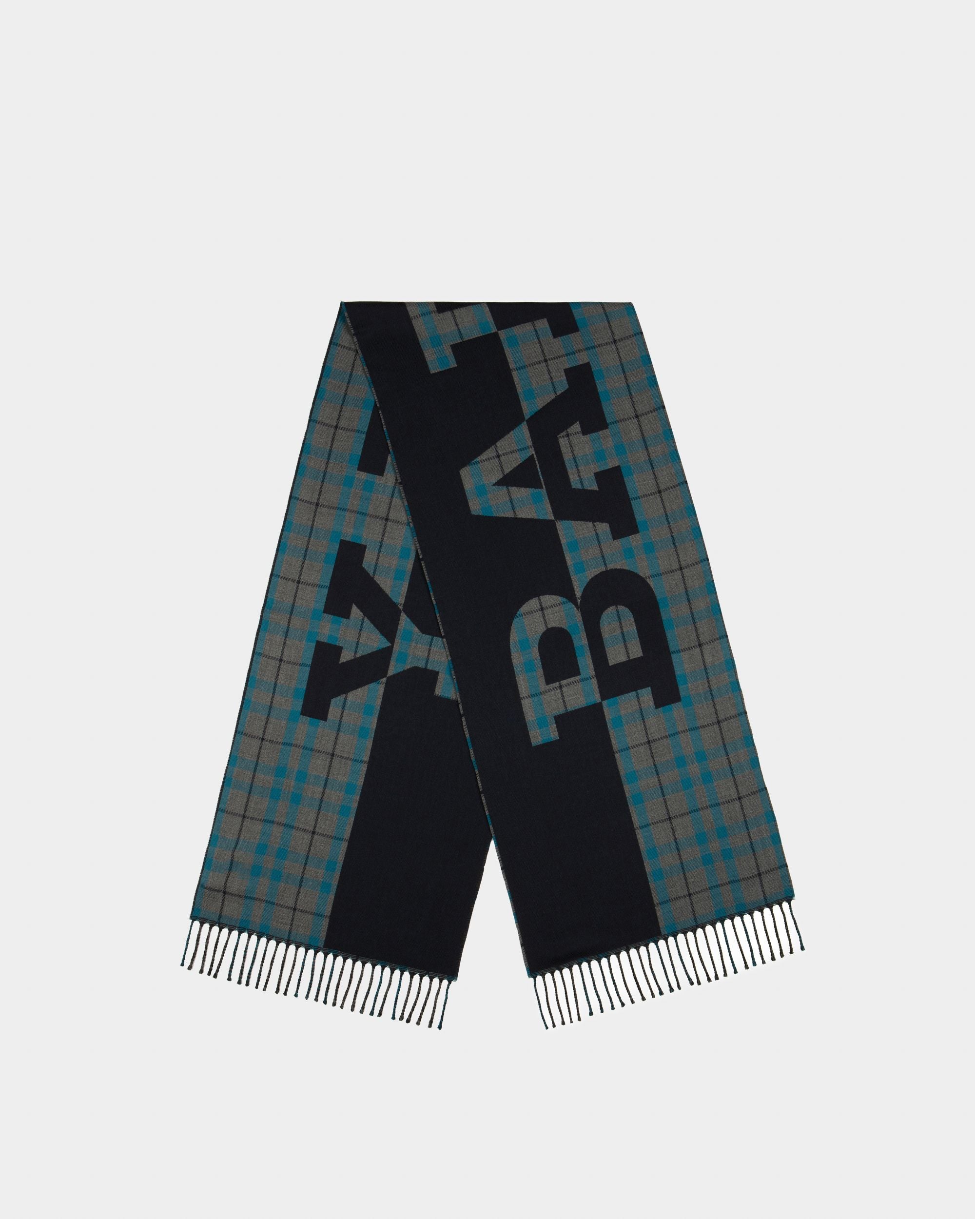 Sciarpa A Quadri In Lana Blu Navy - Uomo - Bally - 01