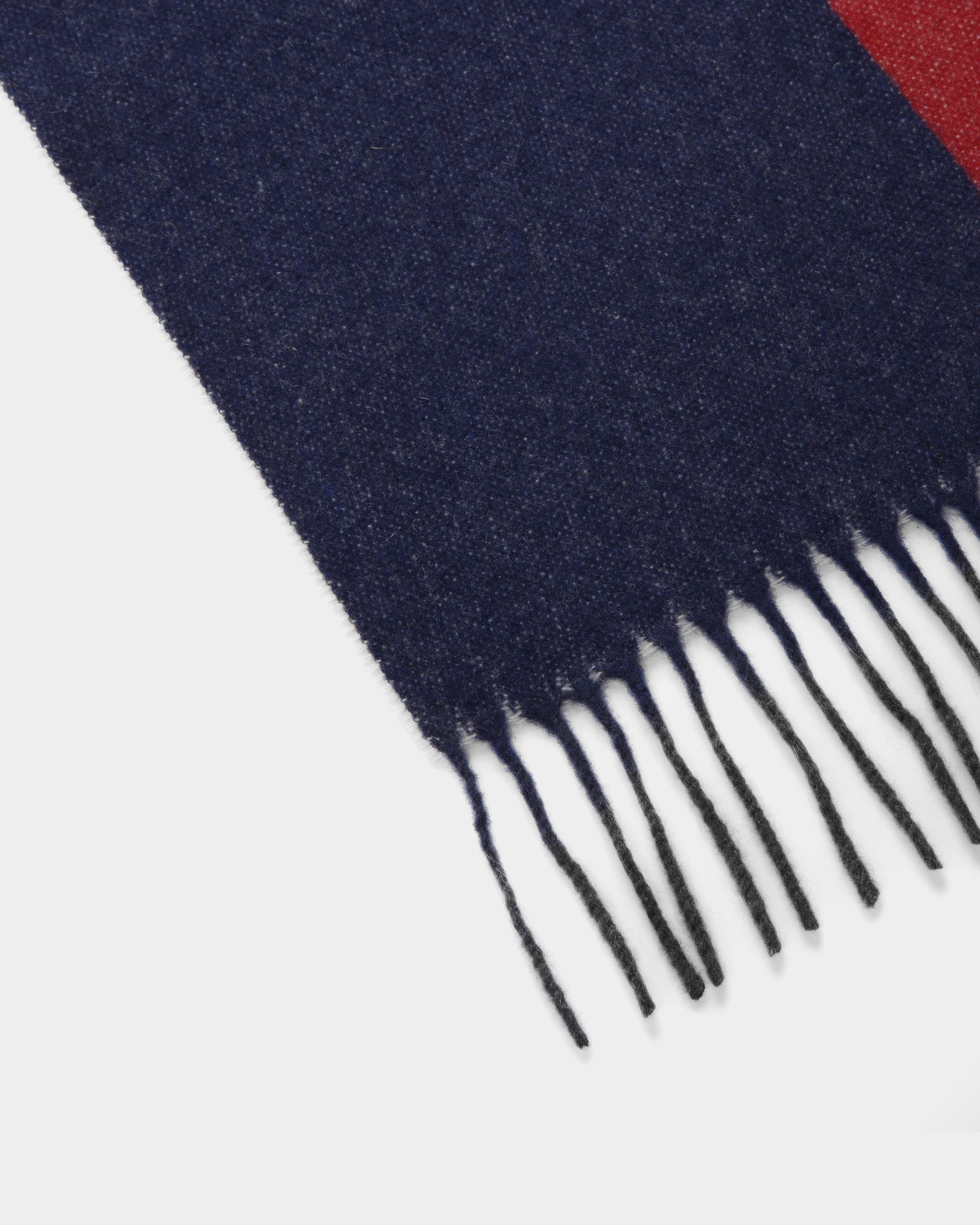 Two-Tone Logo Scarf In Deep Ruby And Marine Fabric - Men's - Bally - 02
