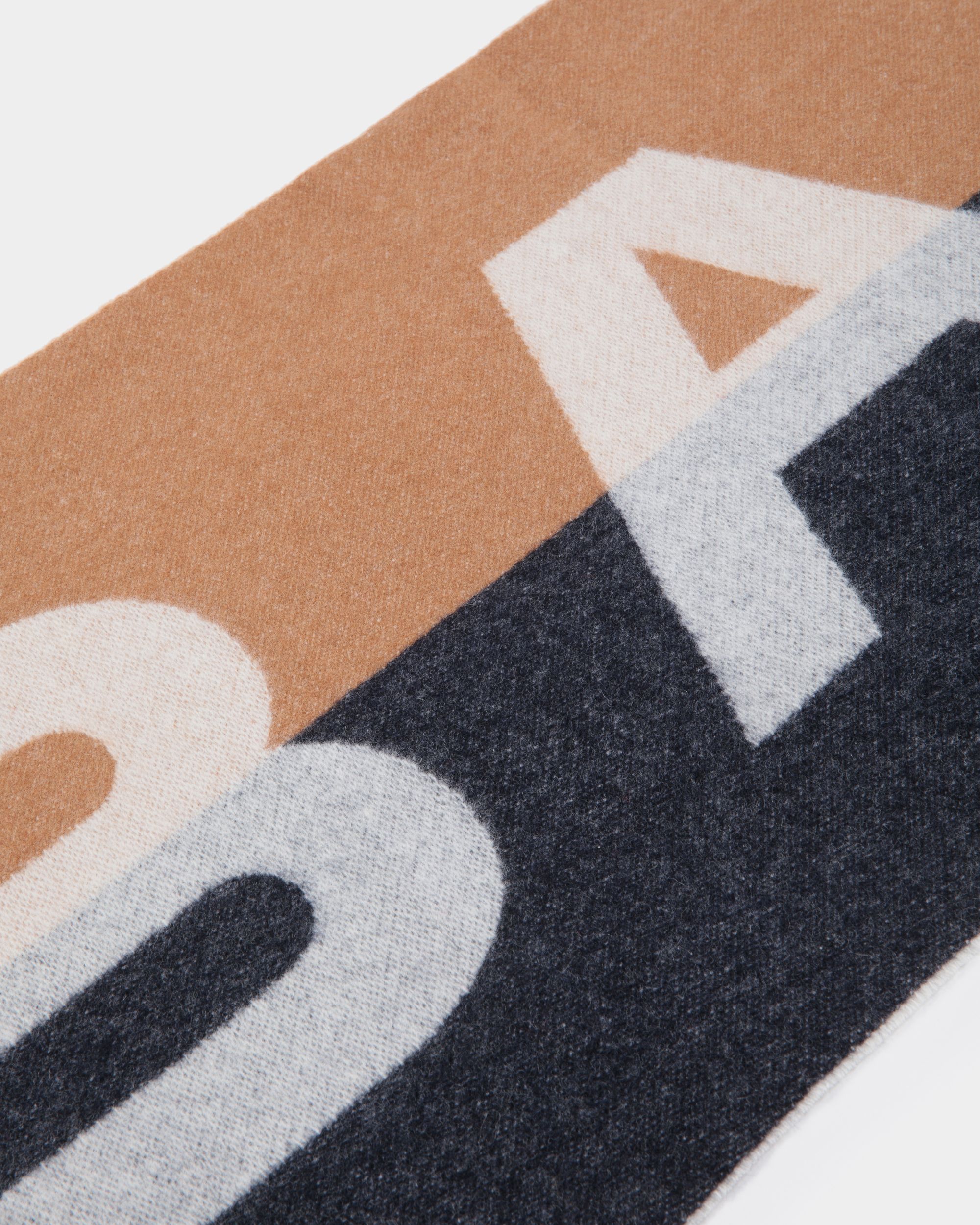 Sciarpa In Misto Cachemire Marrone E Navy Blue Con Logo - Uomo - Bally - 03