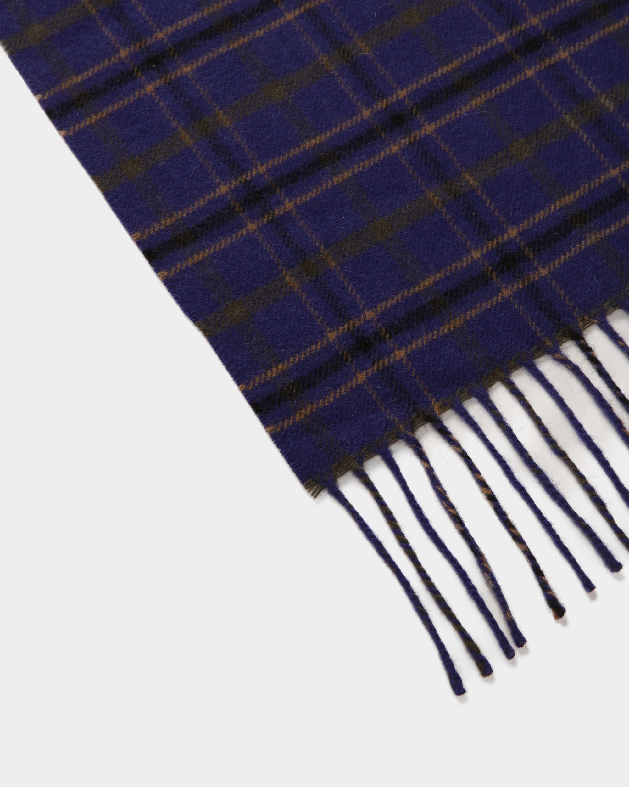 Écharpe tartan En Laine Bleu Marine Mélangée - Homme - Bally - 02