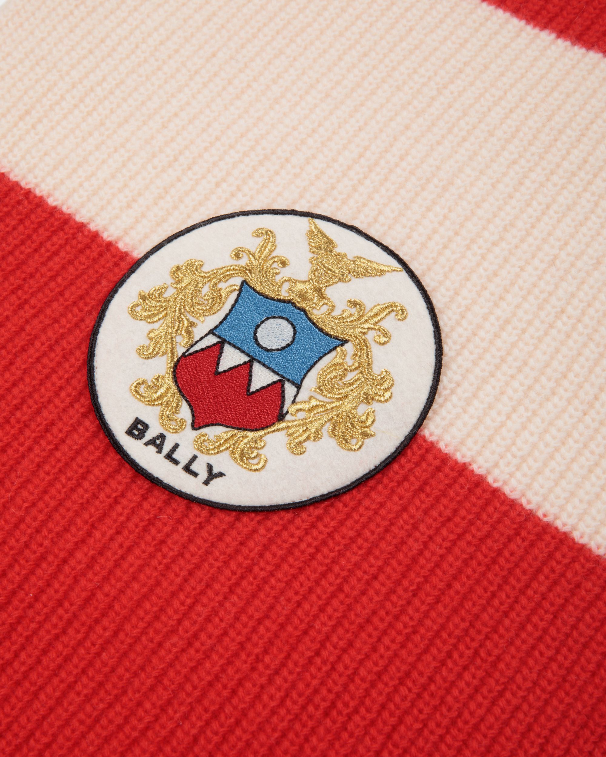 Écharpe Avec Logo Bally Crest En Laine Candy Red Et Ivoire - Homme - Bally - 02