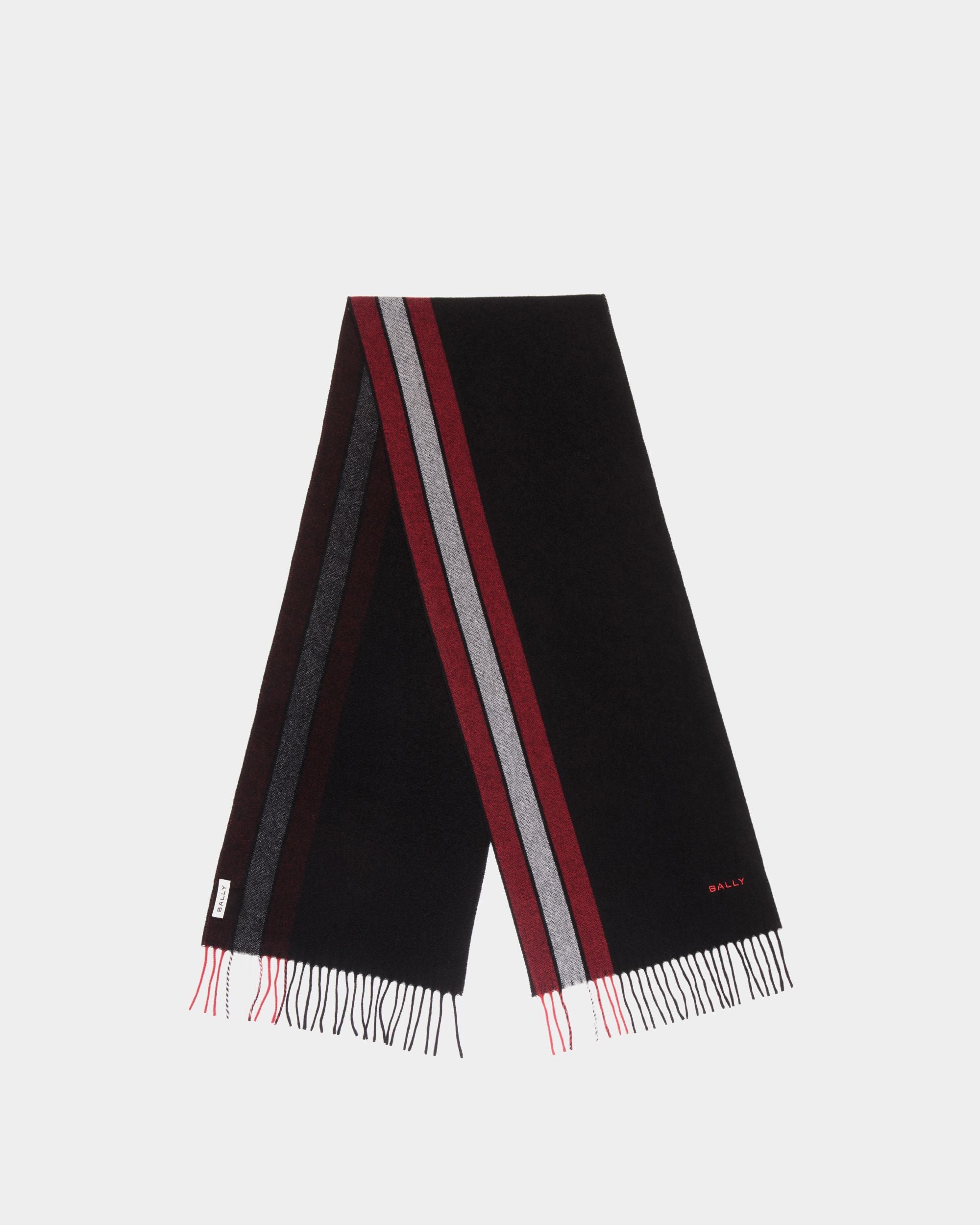 Sciarpa In Misto Cashmere Nero Con Dettaglio Bally Ribbon - Uomo - Bally - 01