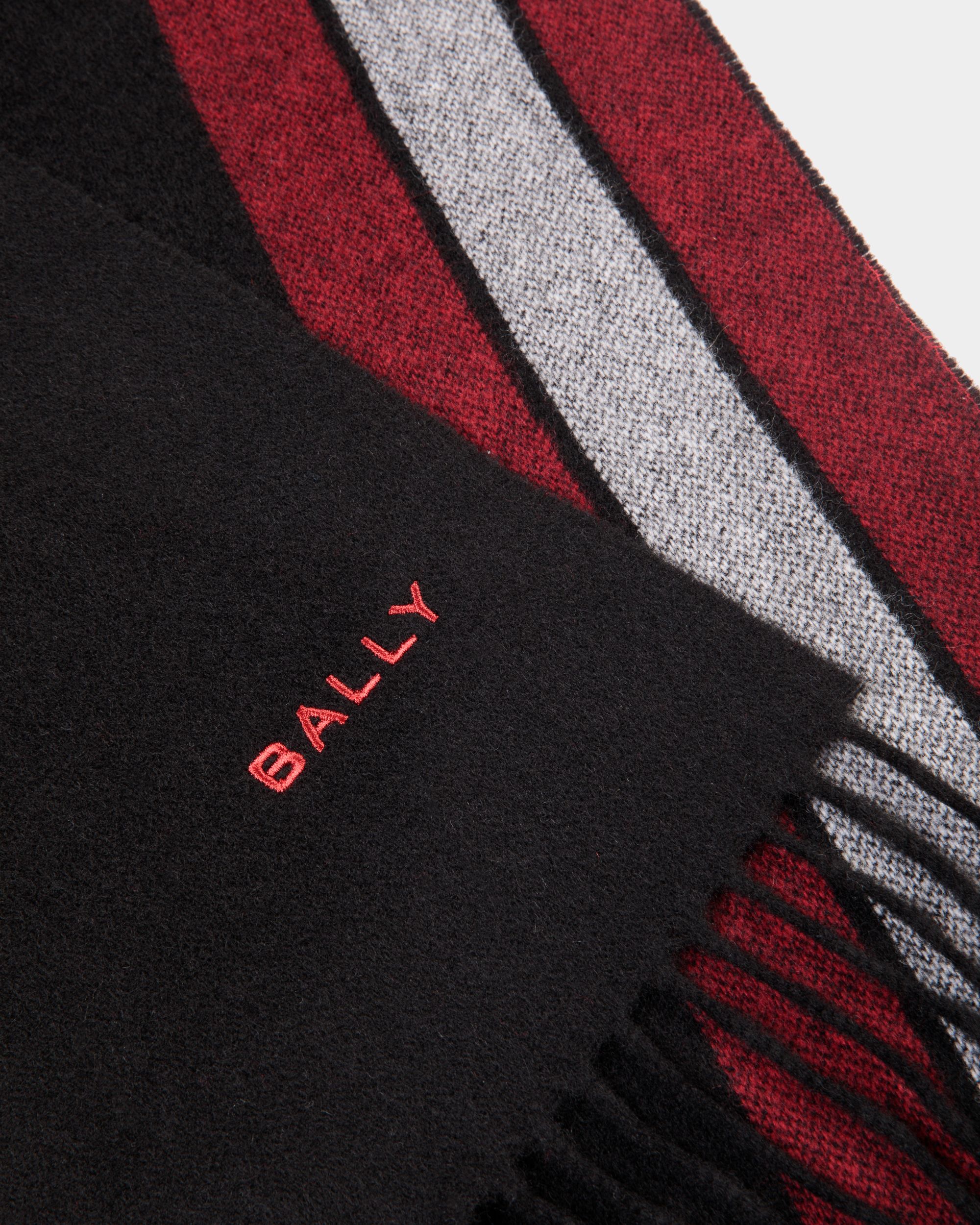 Sciarpa In Misto Cashmere Nero Con Dettaglio Bally Ribbon - Uomo - Bally - 03