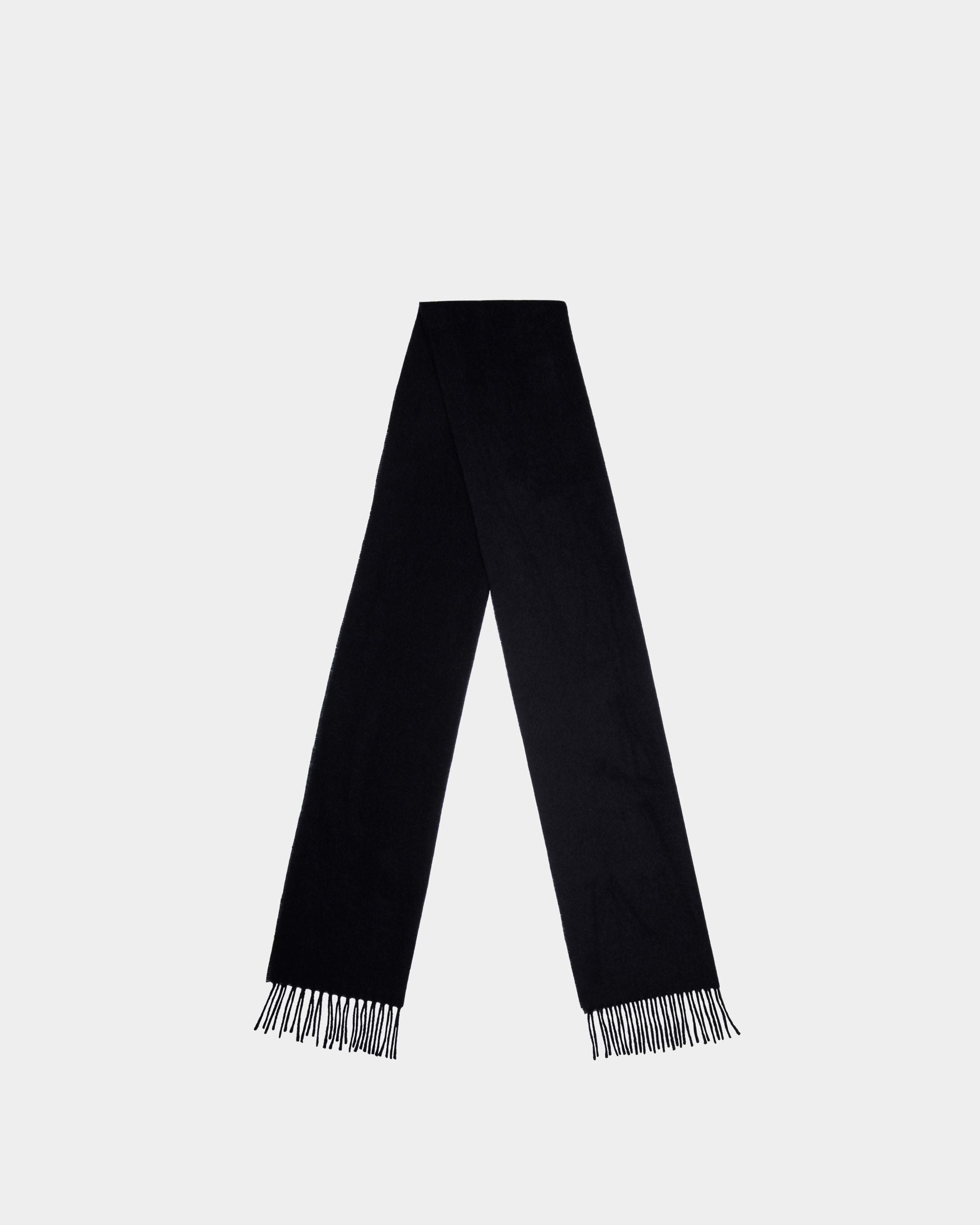 Scarf In Navy Blue Wool - Men's - Bally - 01