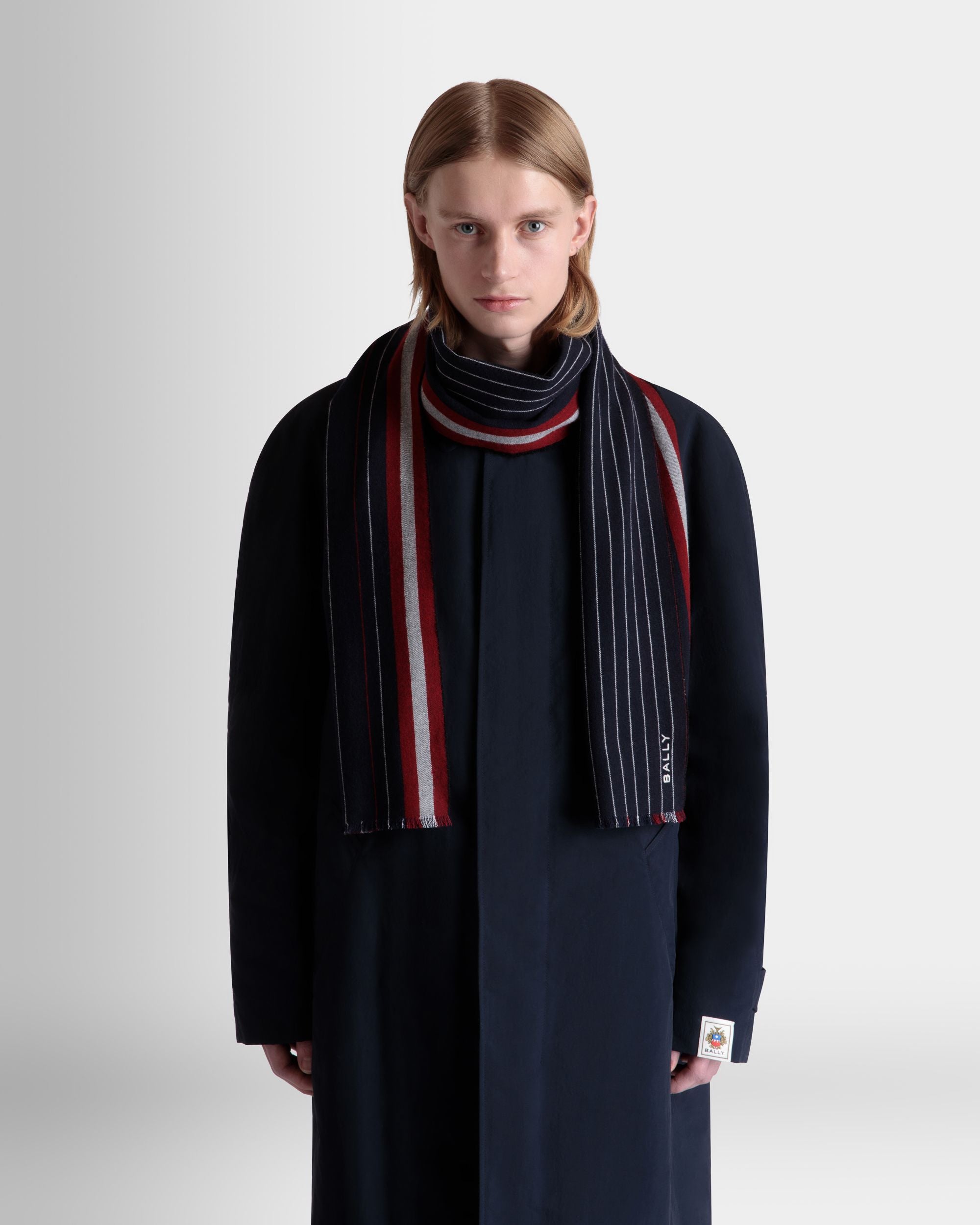 Sciarpa In Lana Navy Blue - Uomo - Bally - 02
