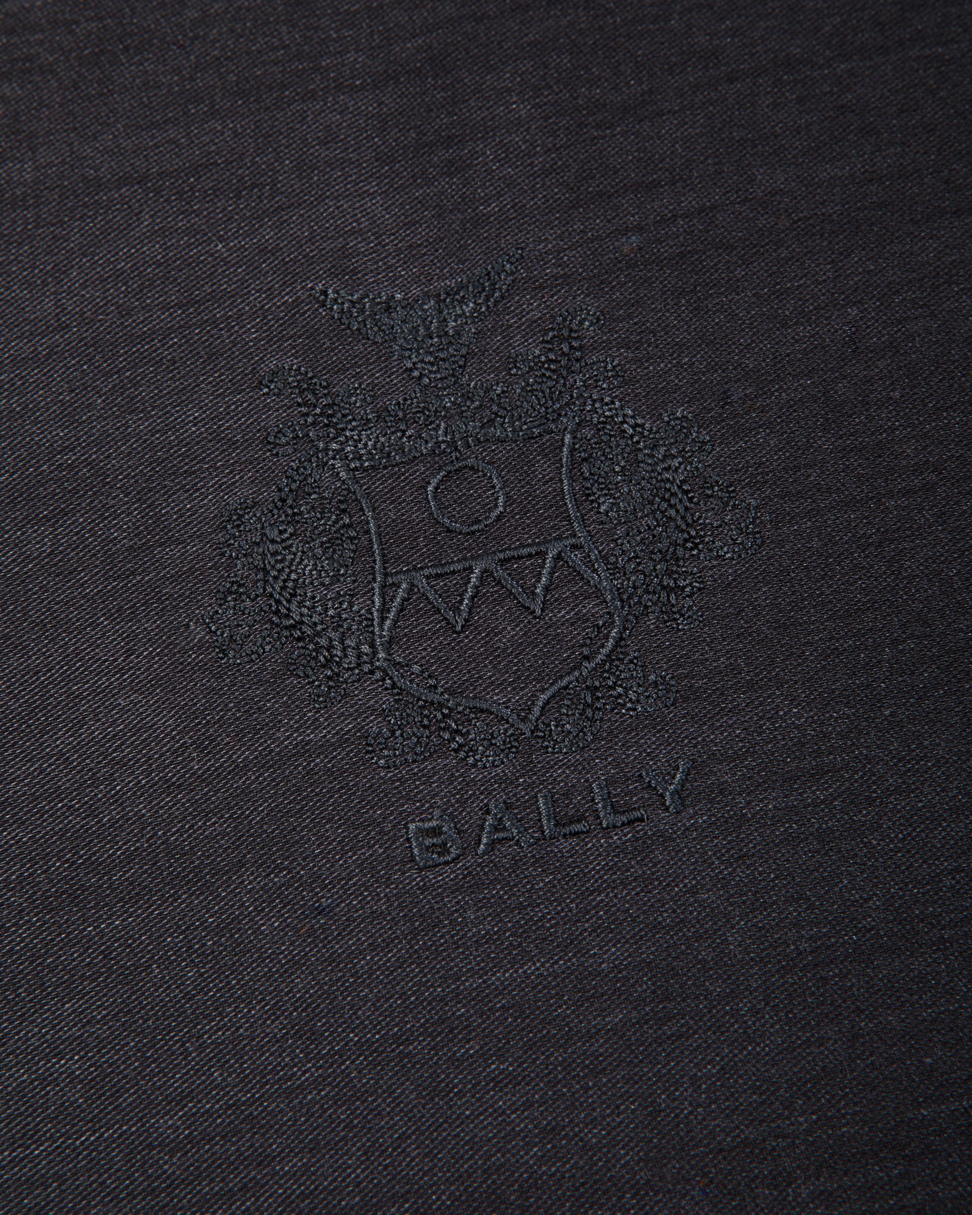 Sciarpa In Seta E Cashmere Navy Blue Con Stemma Bally Crest - Uomo - Bally - 03