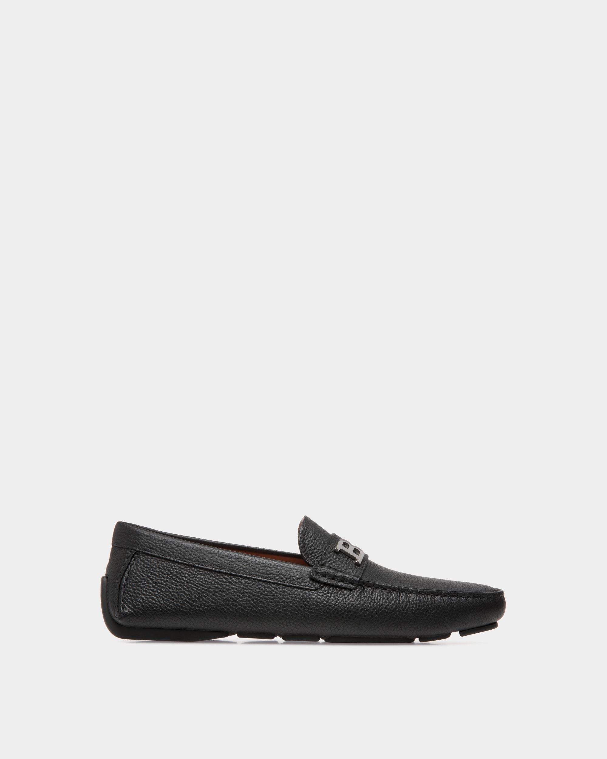 Driver in Black Grained Leather - Men's - Bally - 01