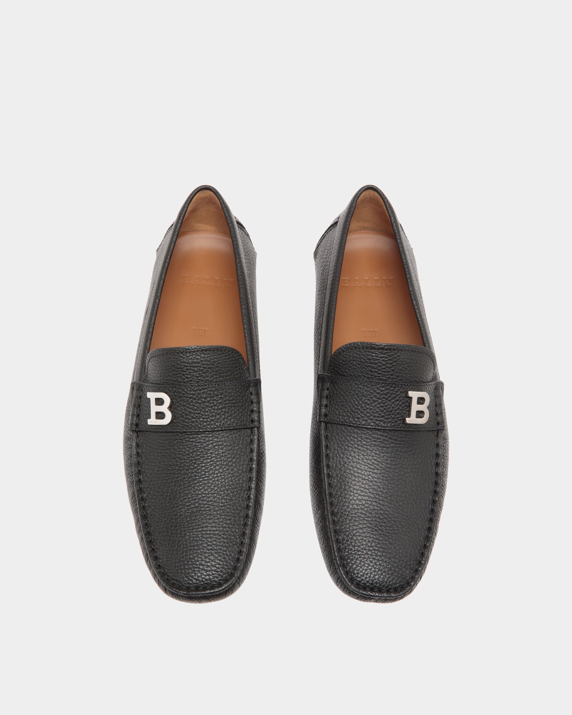 Driver in Black Grained Leather - Men's - Bally - 04
