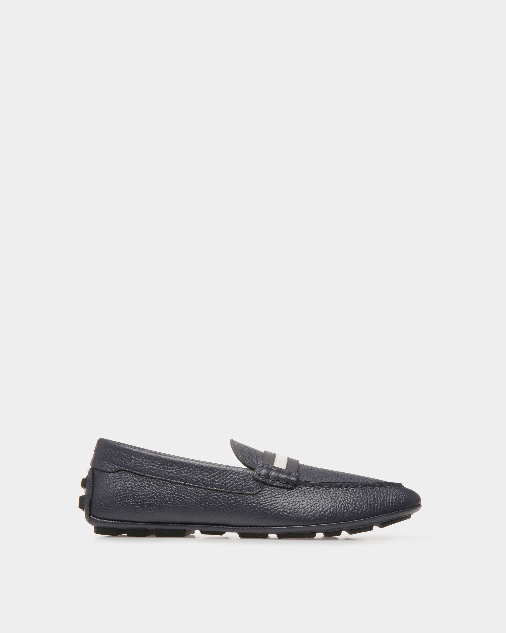 Mocassins Driver Kerbs Cuir Bleu Nuit - Homme - Bally - 01