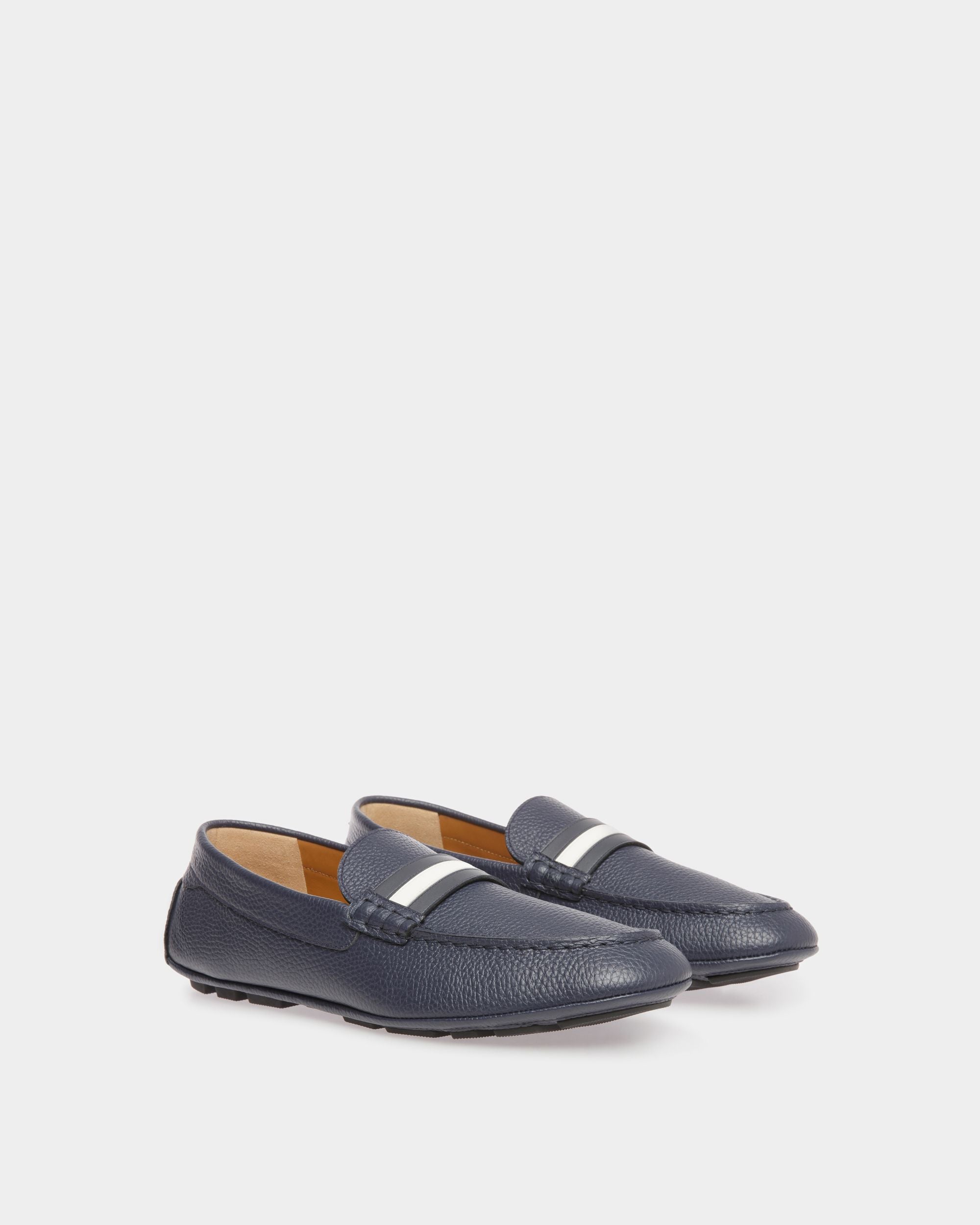 Mocassins Driver Kerbs Cuir Bleu Nuit - Homme - Bally - 02