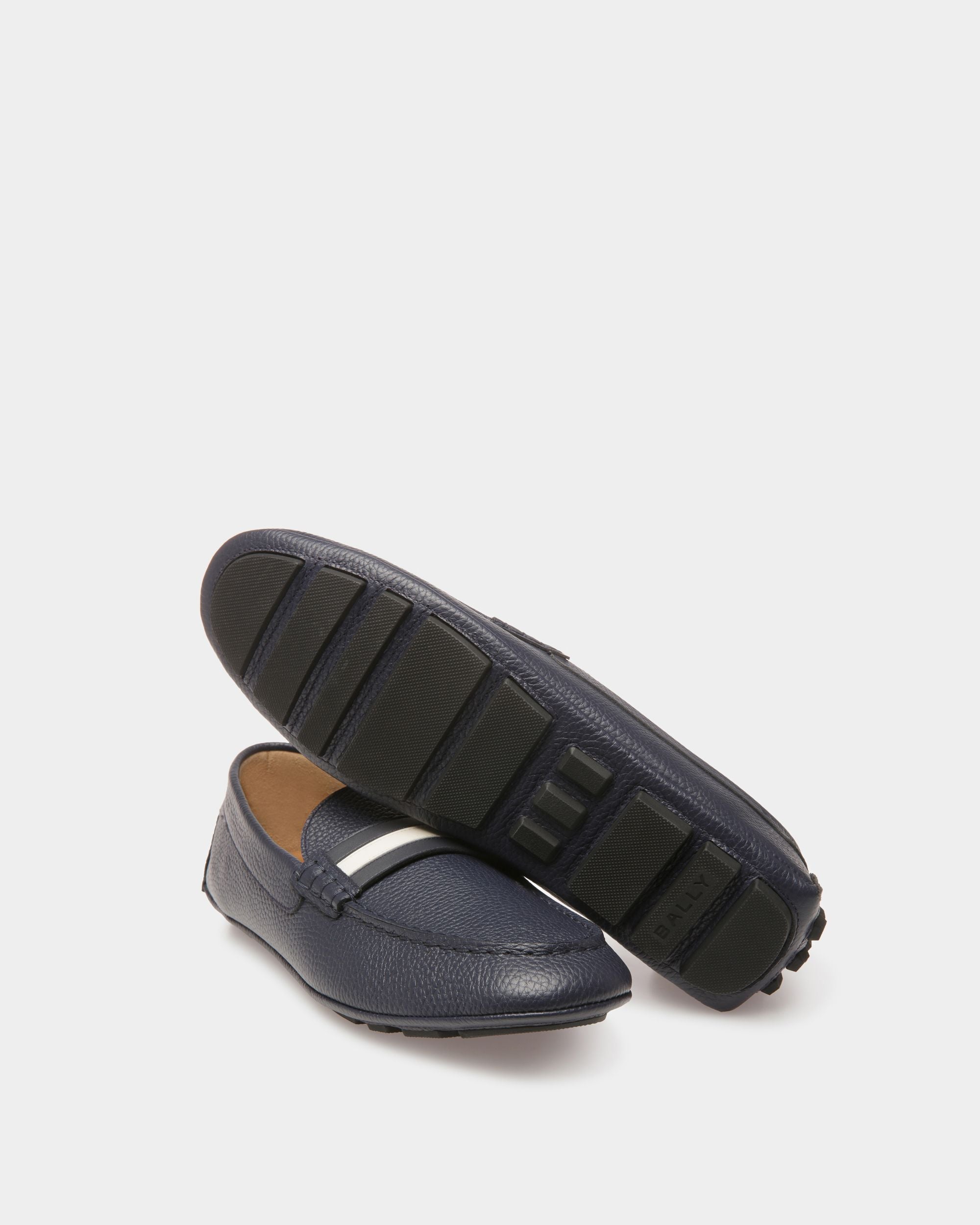 Mocassins Driver Kerbs Cuir Bleu Nuit - Homme - Bally - 04